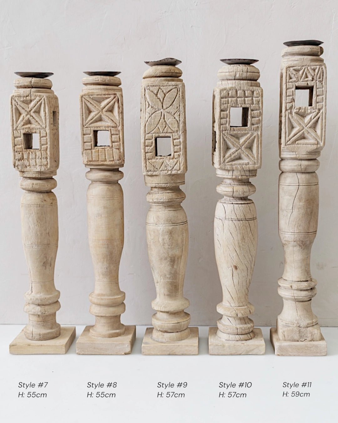 Vintage Indian Carved Candle Stand Pillar - Various - Wander & Wild Home