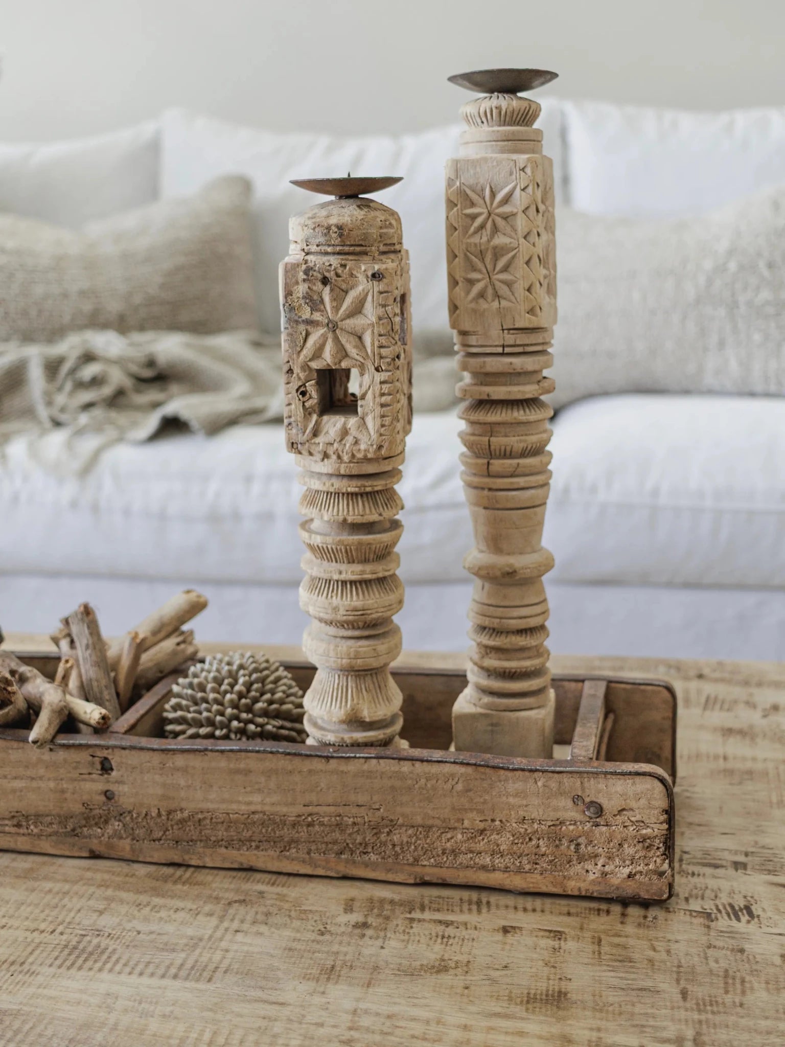 Vintage Indian Carved Candle Stand Pillar - Various - Wander & Wild Home