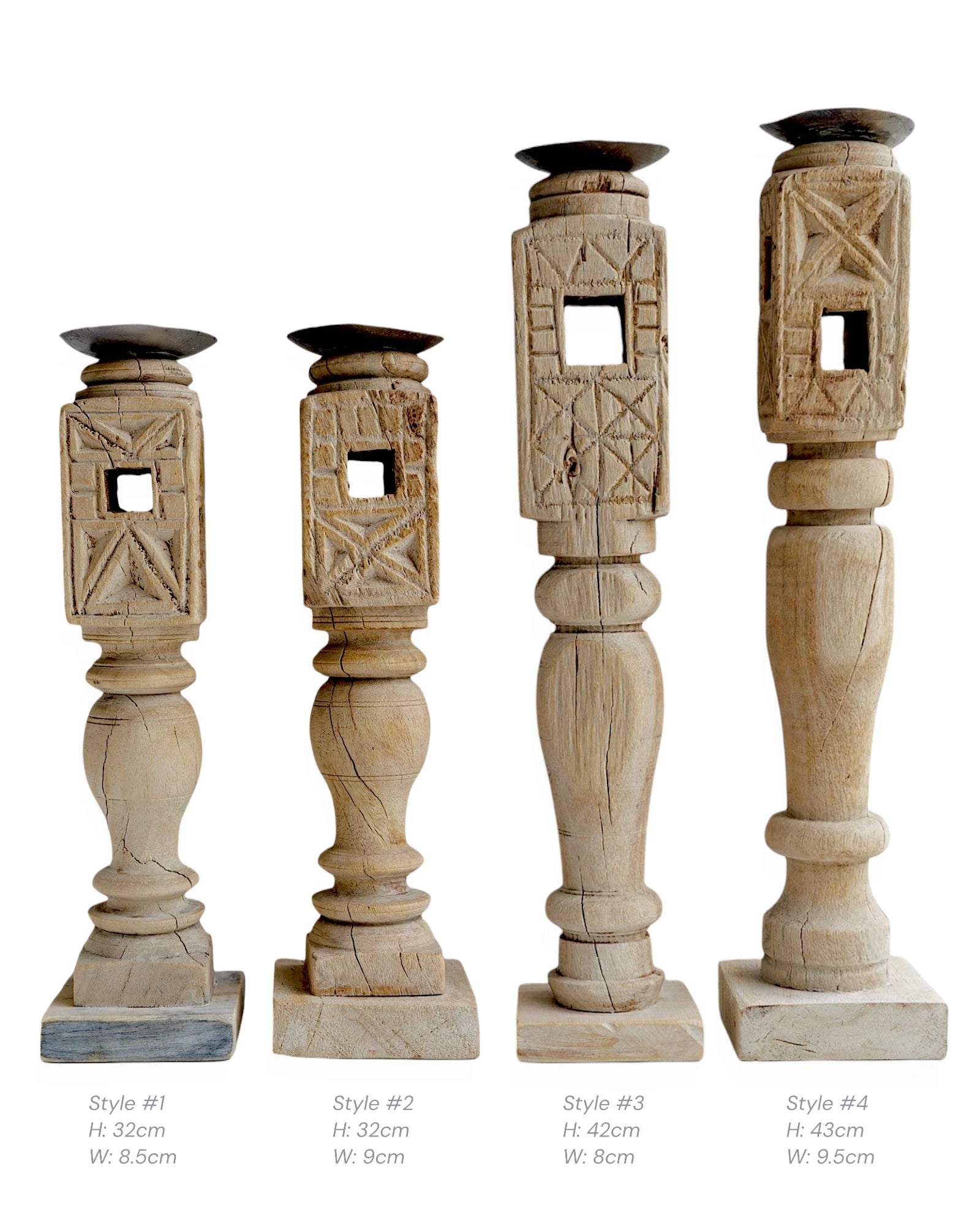 Vintage Indian Carved Candle Stand Pillar - Various - Wander & Wild Home