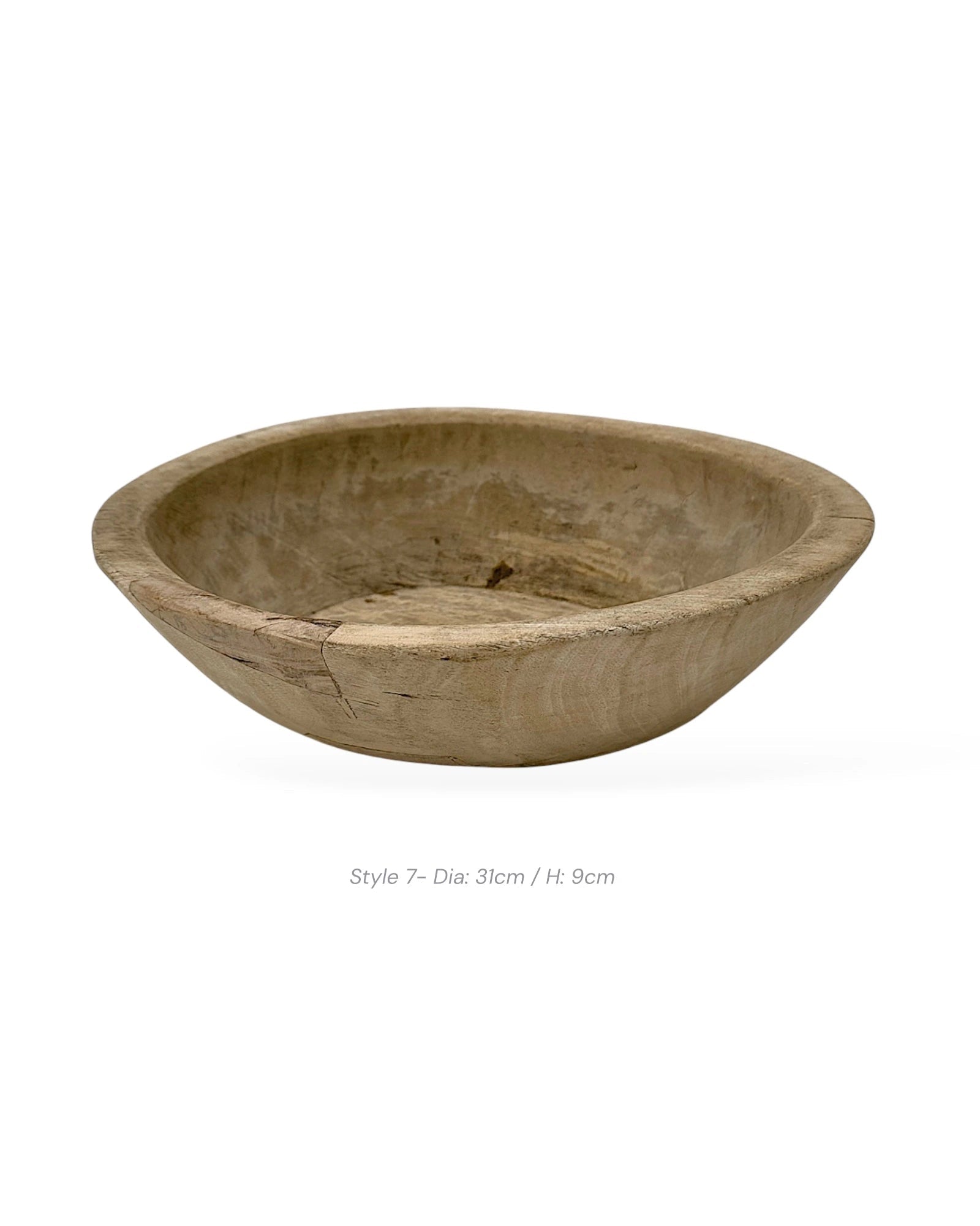 Vintage Indian Wooden Bowl - Bleached - Wander & Wild Home