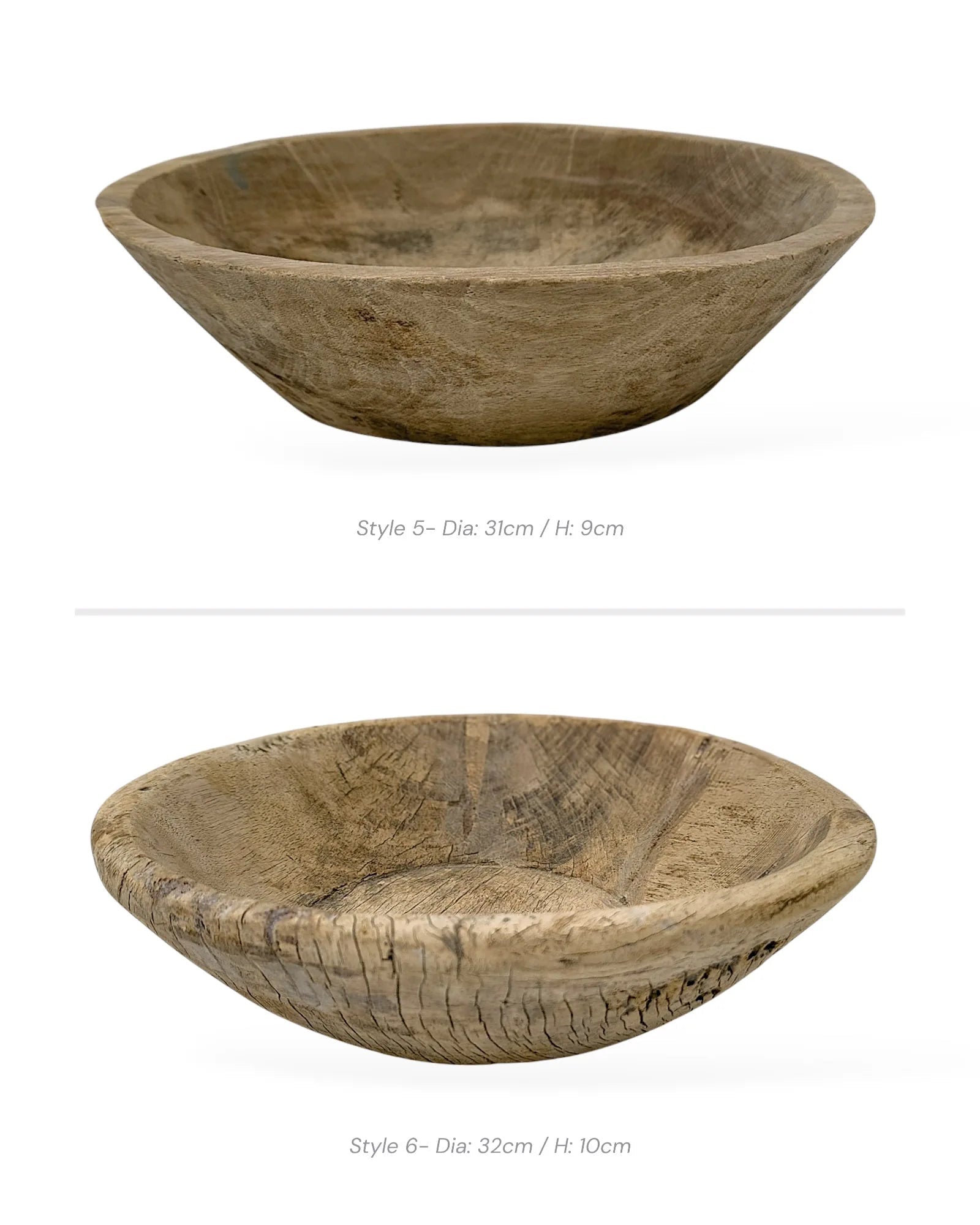 Vintage Indian Wooden Bowl - Bleached - Wander & Wild Home