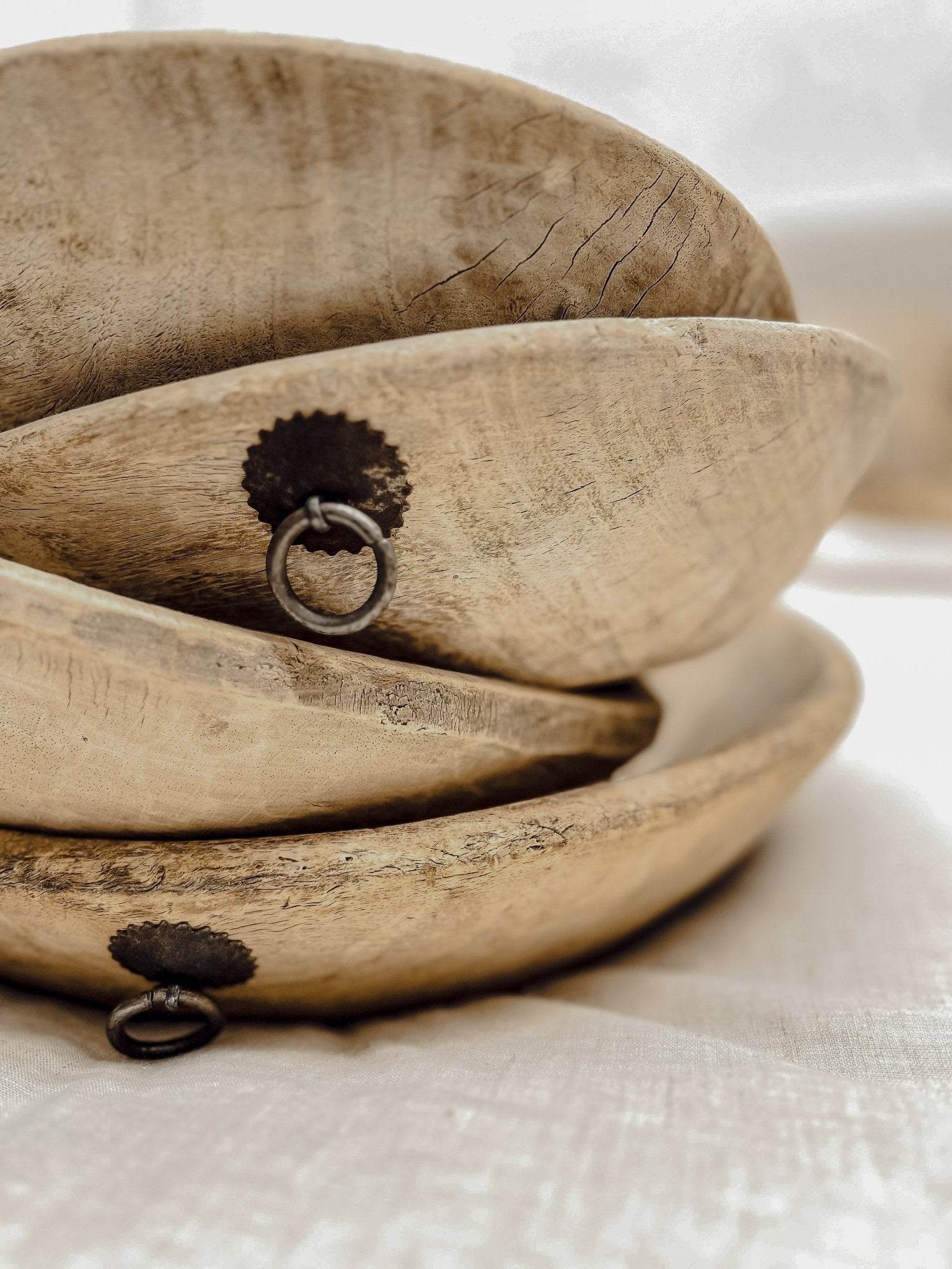 Vintage Indian Wooden Bowl -Bleached - Wander & Wild Home