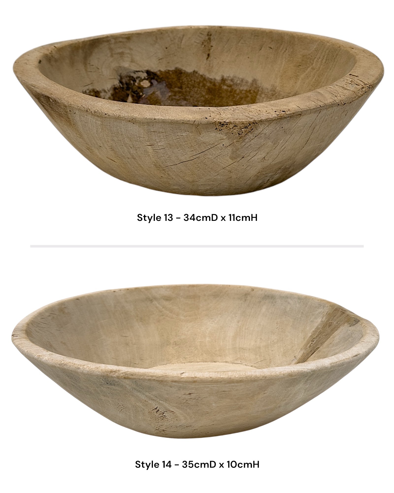 Vintage Indian Wooden Bowl - Bleached - Wander & Wild Home