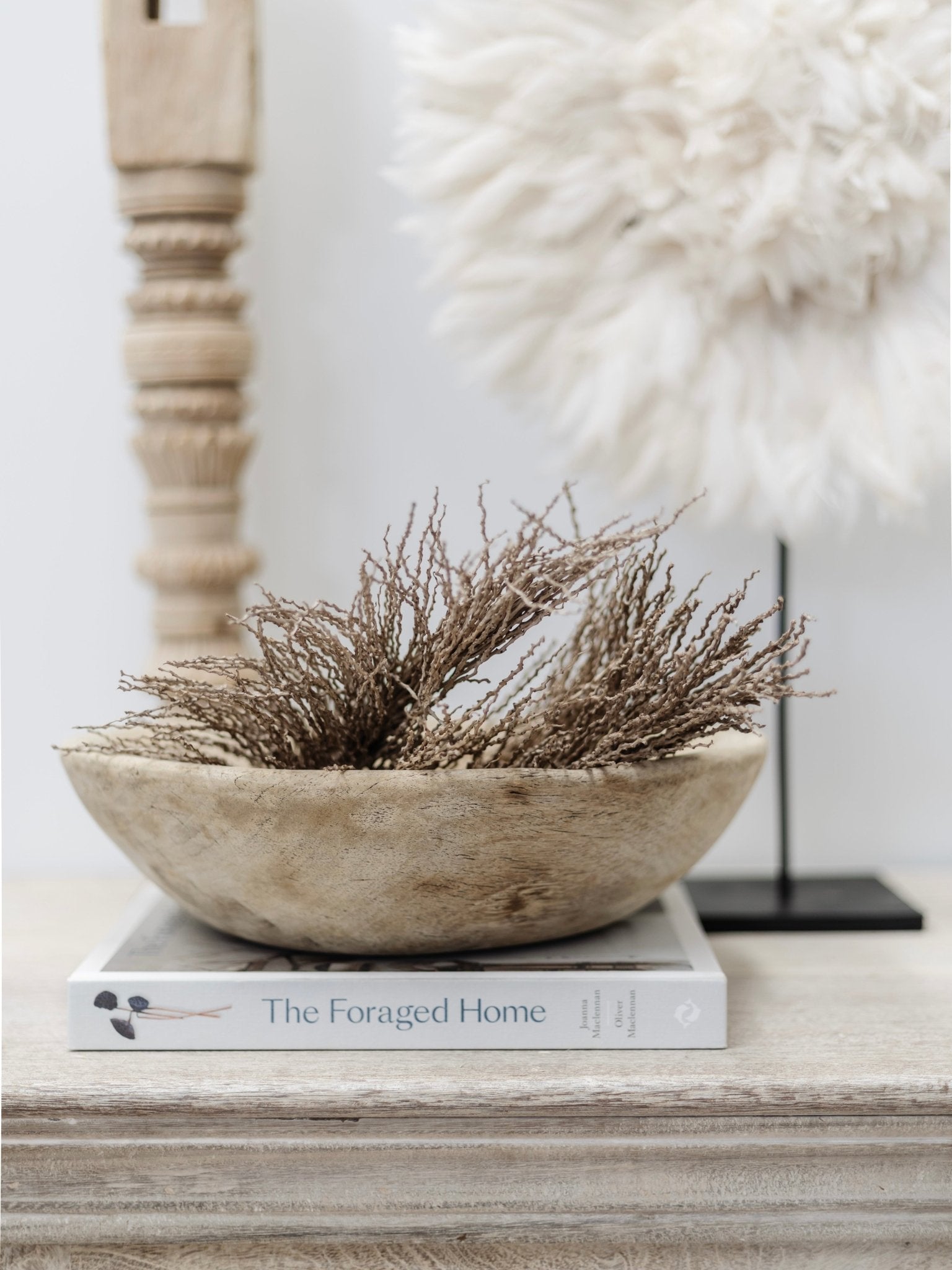 Vintage Indian Wooden Bowl - Bleached - Wander & Wild Home