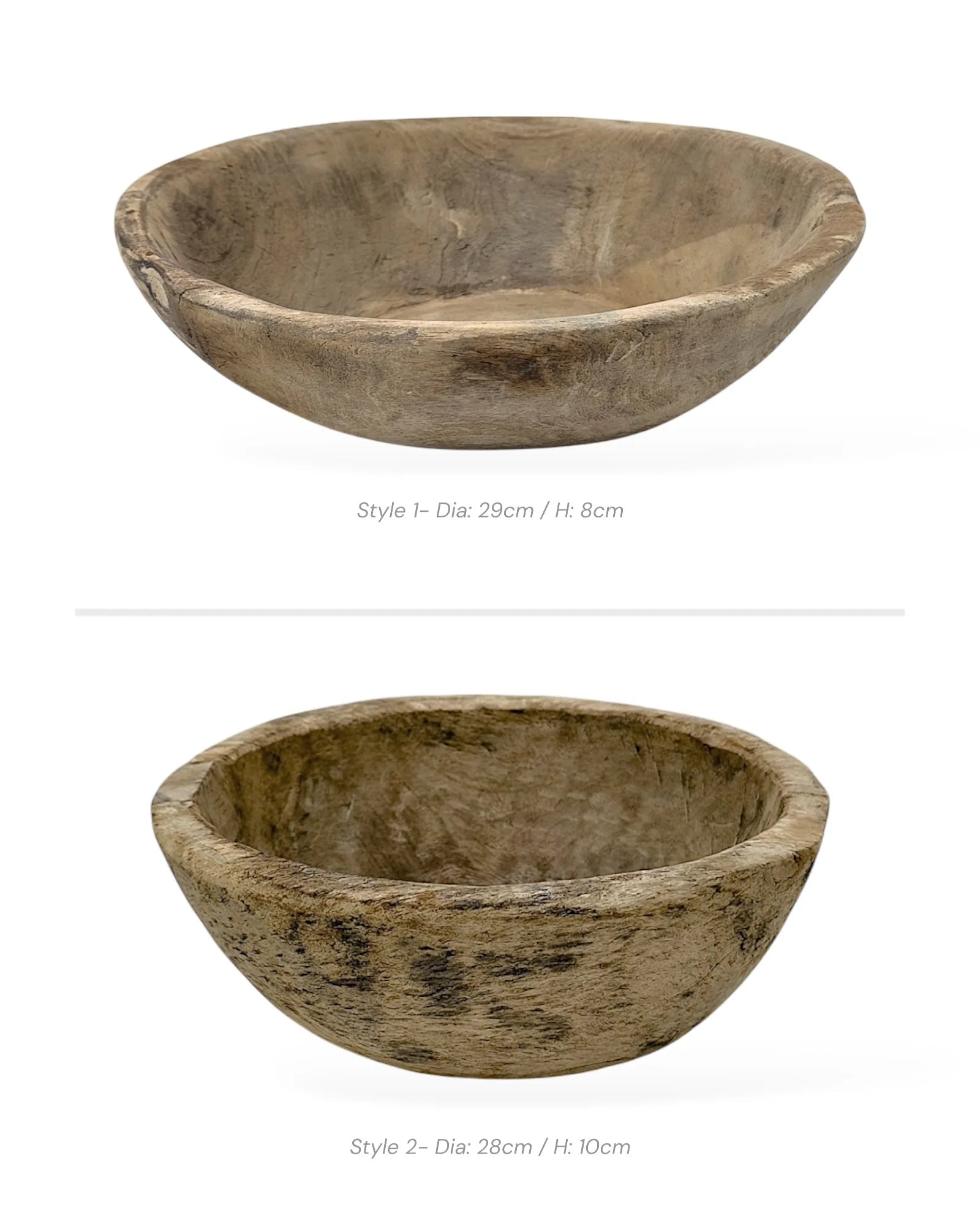 Vintage Indian Wooden Bowl - Bleached - Wander & Wild Home