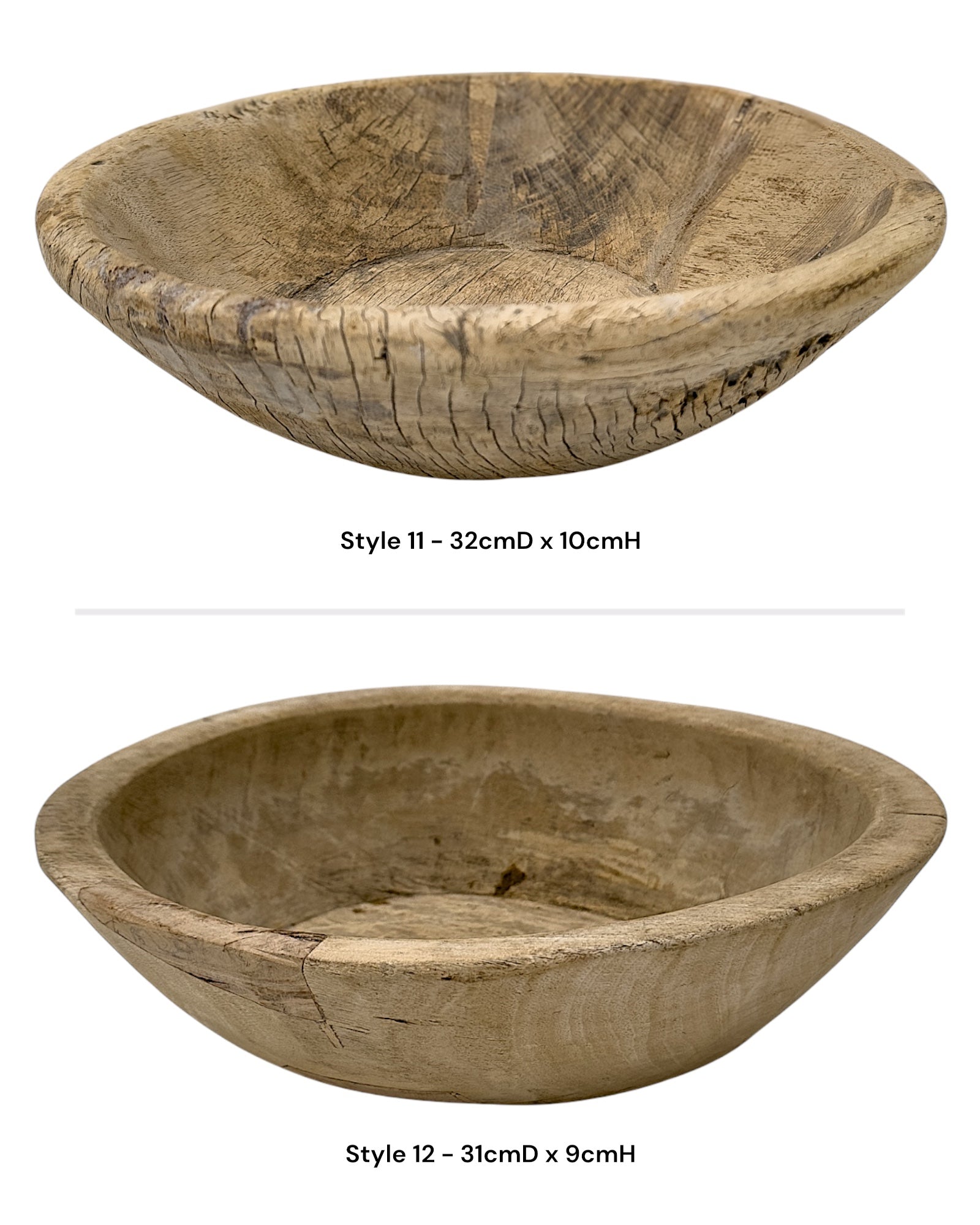 Vintage Indian Wooden Bowl - Bleached - Wander & Wild Home