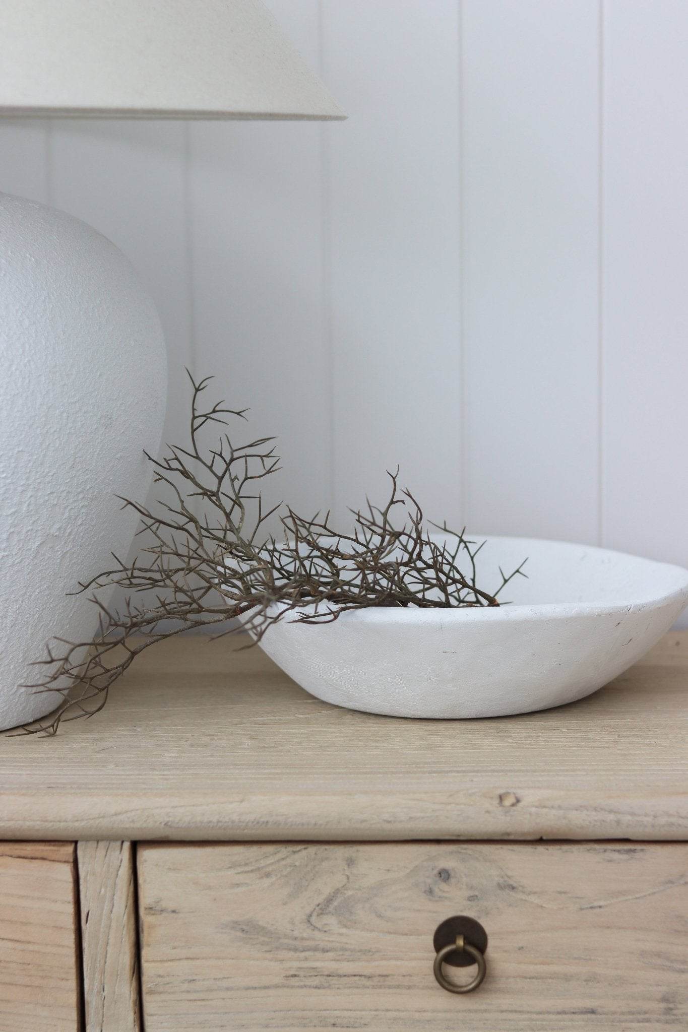 Vintage Indian Wooden Bowl -White - Wander & Wild Home