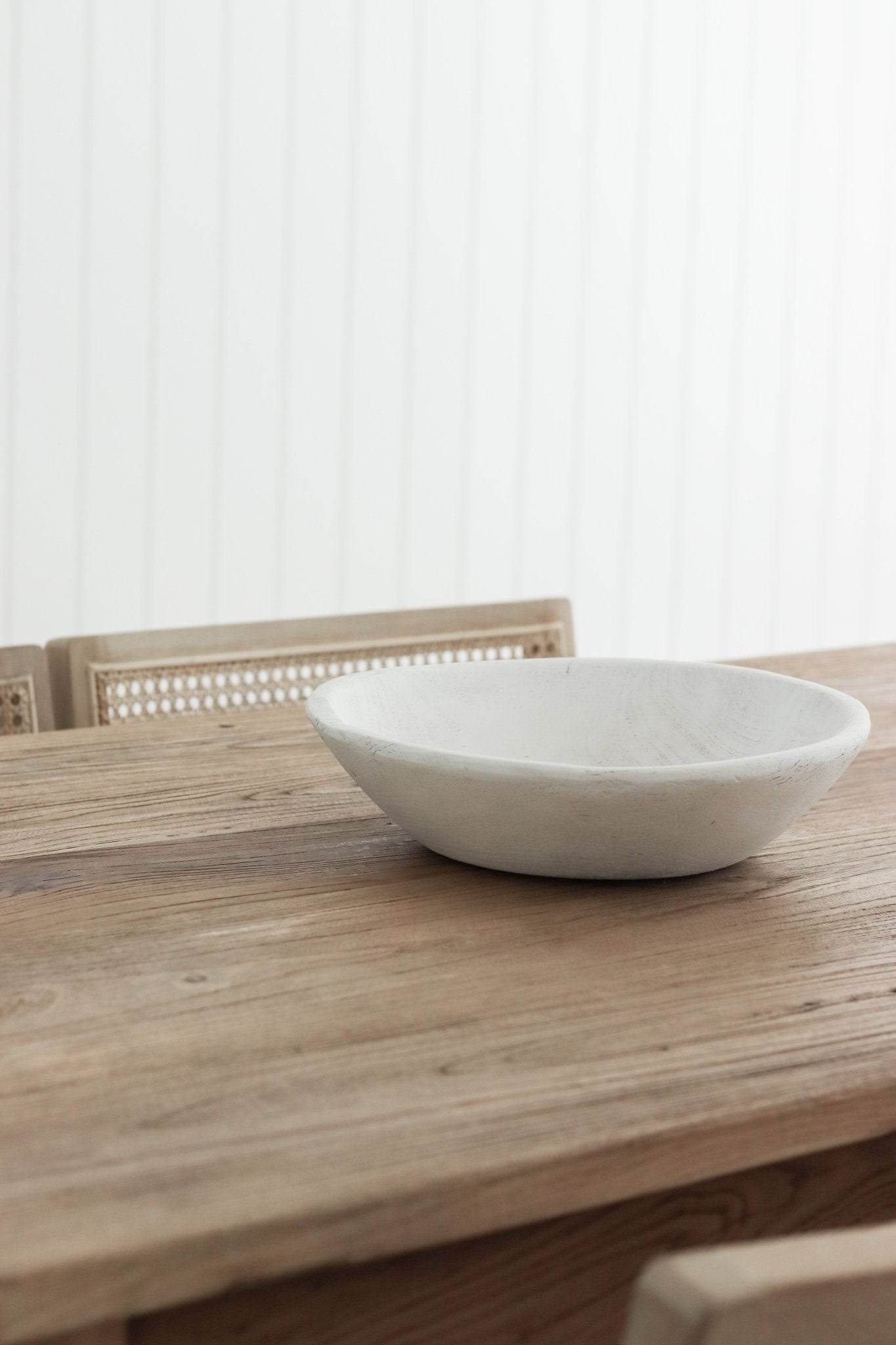 Vintage Indian Wooden Bowl -White - Wander & Wild Home