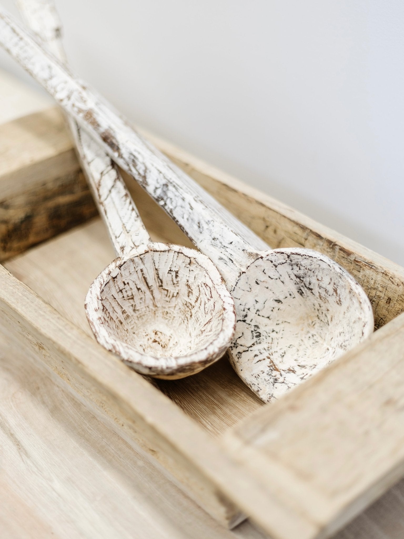 Vintage Indian Wooden Spoon - Whitewash - Wander & Wild Home