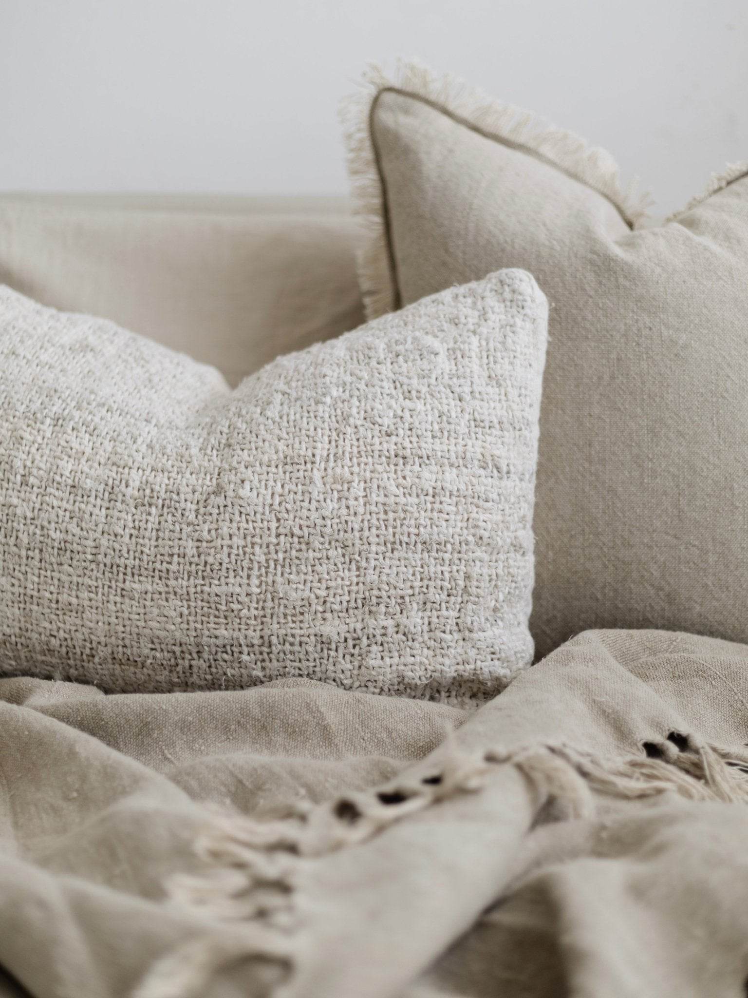 Wabi Recycled Linen Cushion -Ivory - Wander & Wild Home