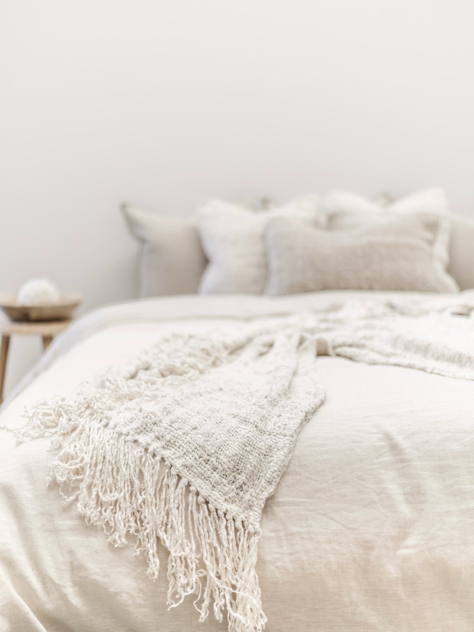Wabi Recycled Linen Throw - Ivory - Wander & Wild Home