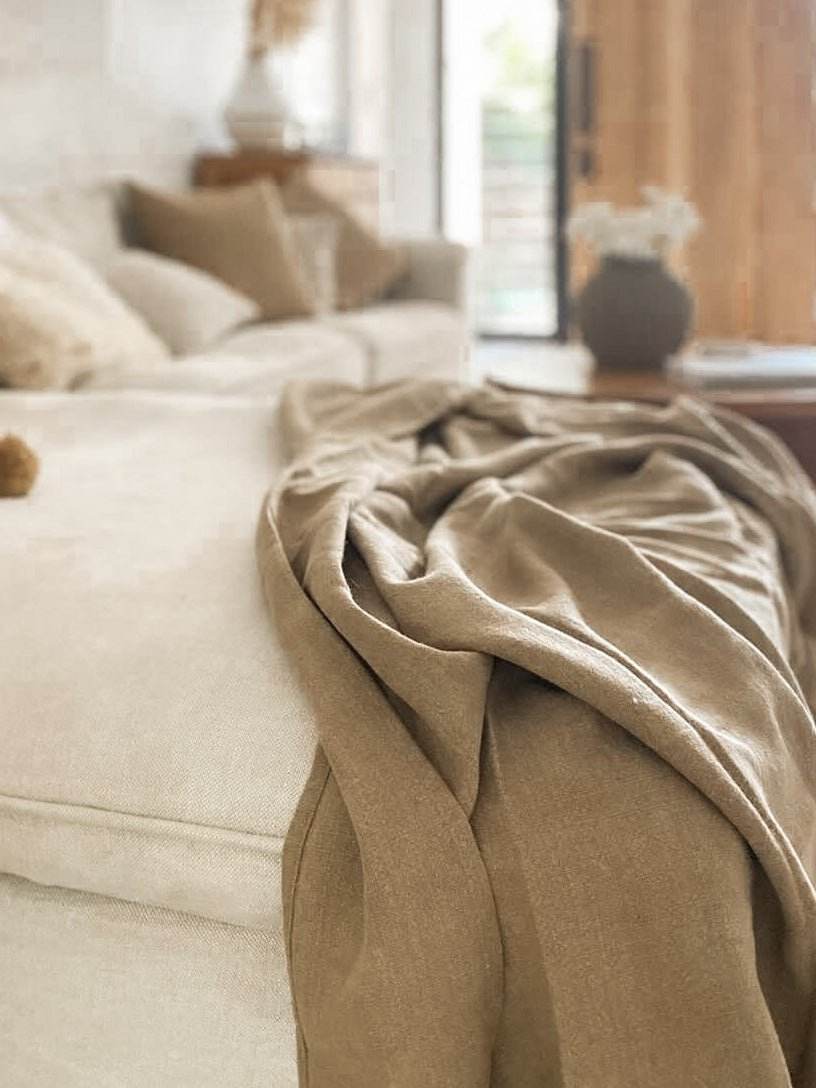 Aspire Stonewashed Linen Throw - Tobacco - Wander & Wild Home