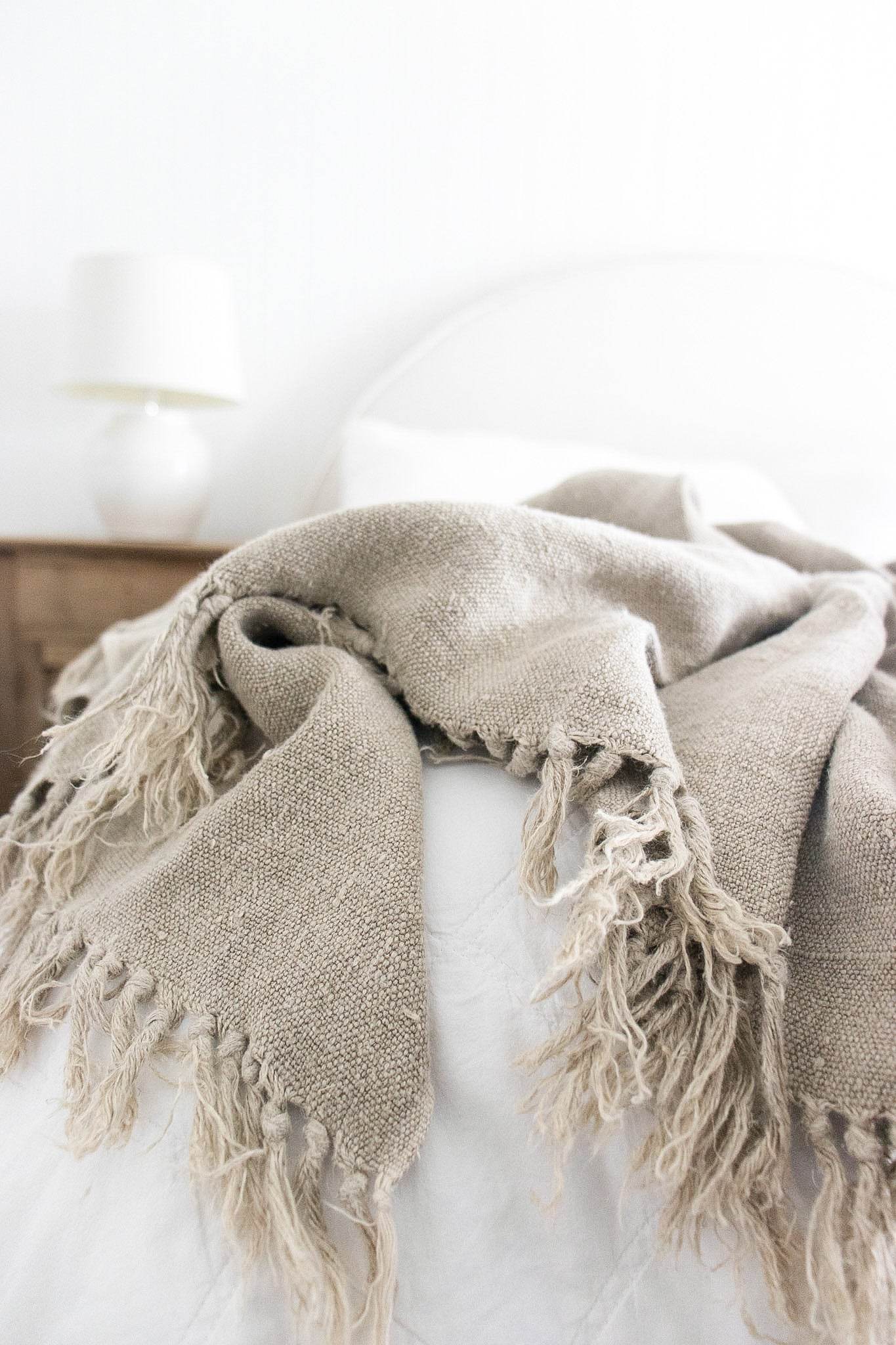 Briar Rustic Heavy Linen Throw - Natural - Wander & Wild Home