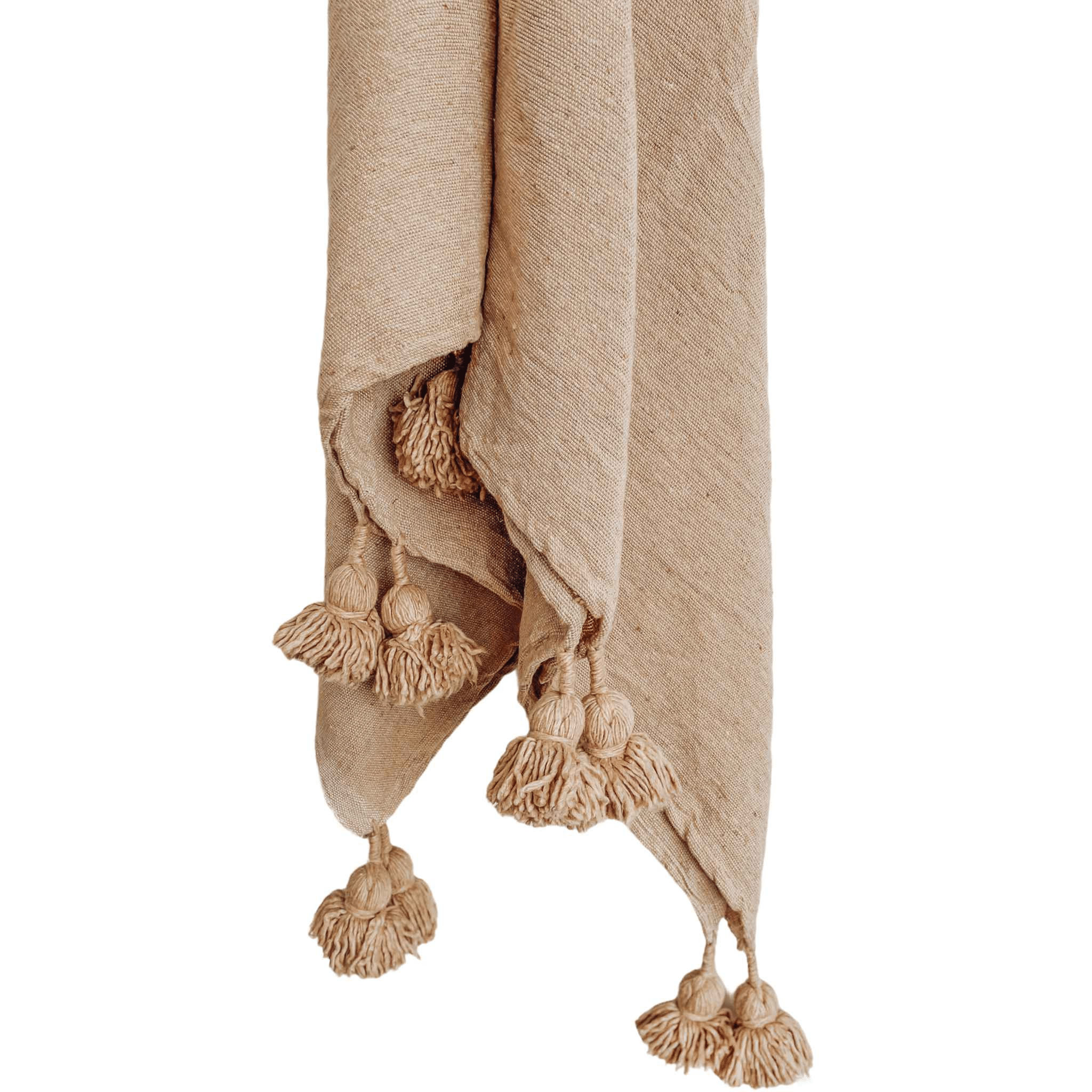 Classic Moroccan Pom Pom Throw - Caramel - Wander & Wild Home