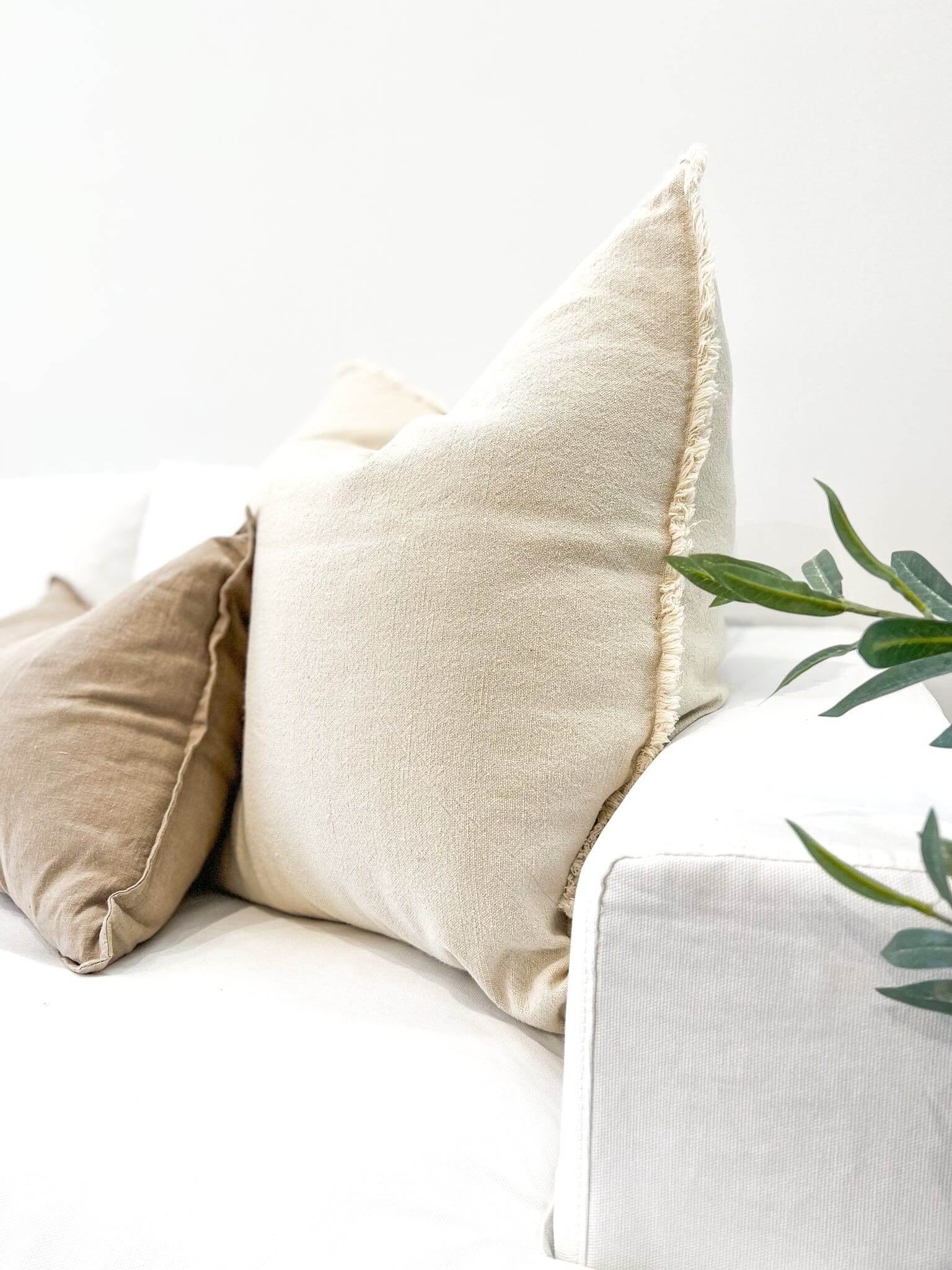 Earth Stonewashed Linen Blend Cushion - Oatmeal - Wander & Wild Home
