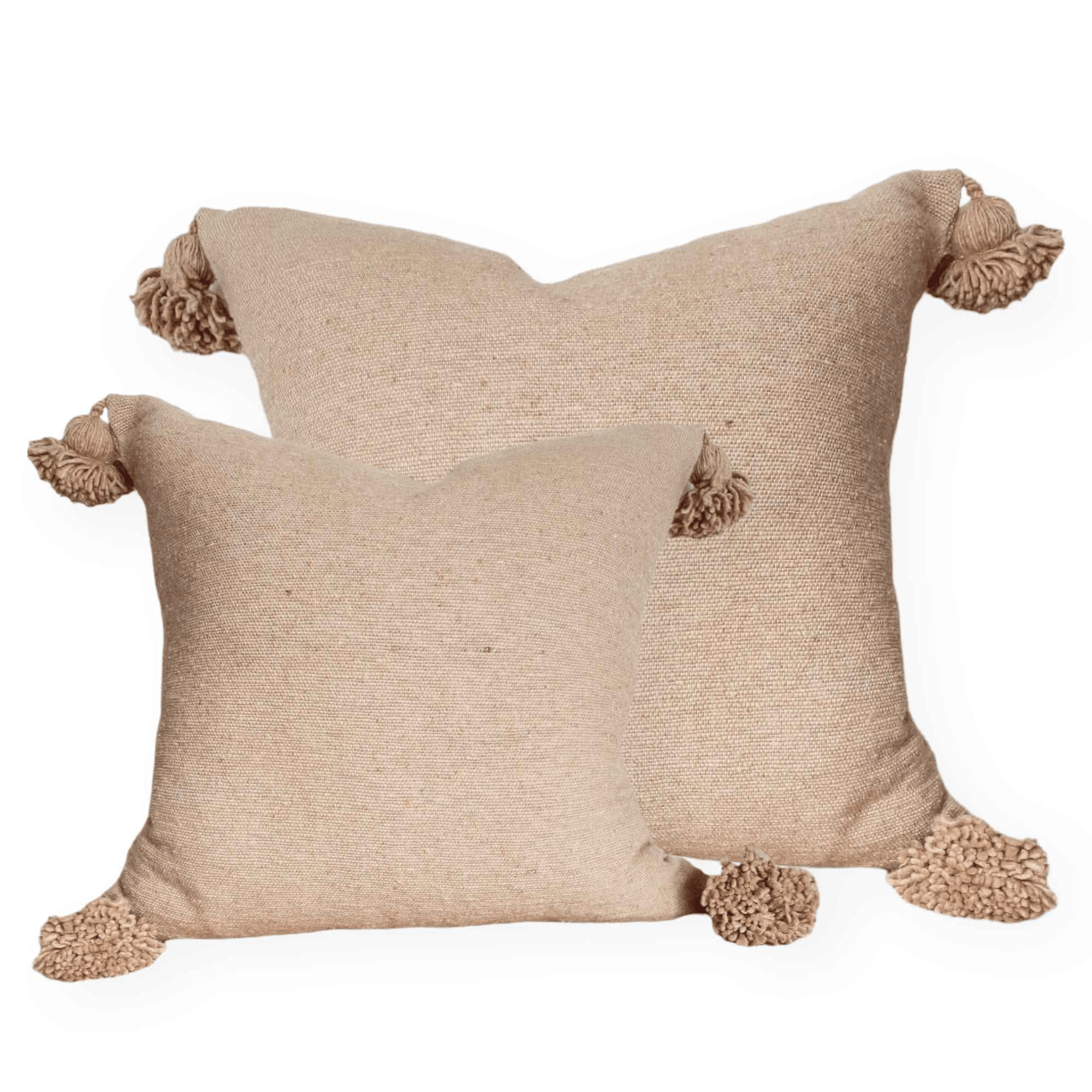 Moroccan Pom Pom Cushion - Caramel - Wander & Wild Home