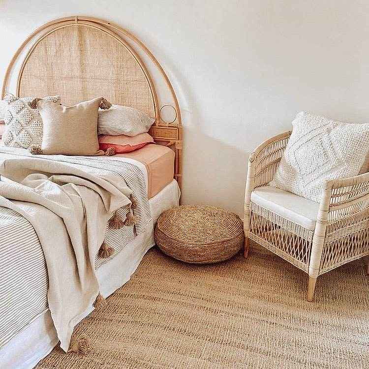 Ohana Raffia Pouffe/Floor Cushion Cover - Round