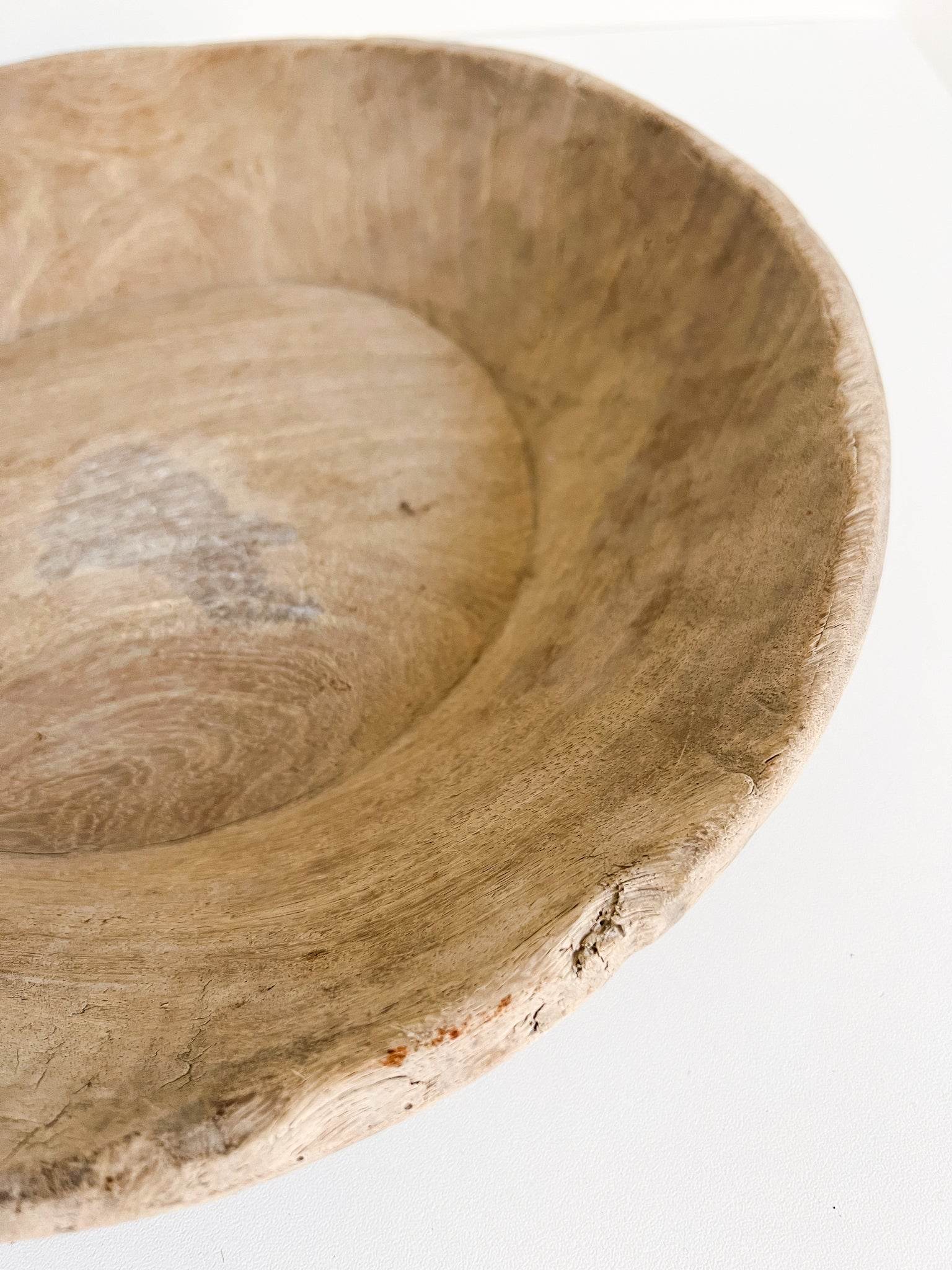 Vintage Indian Wooden Bowl -Bleached - Wander & Wild Home