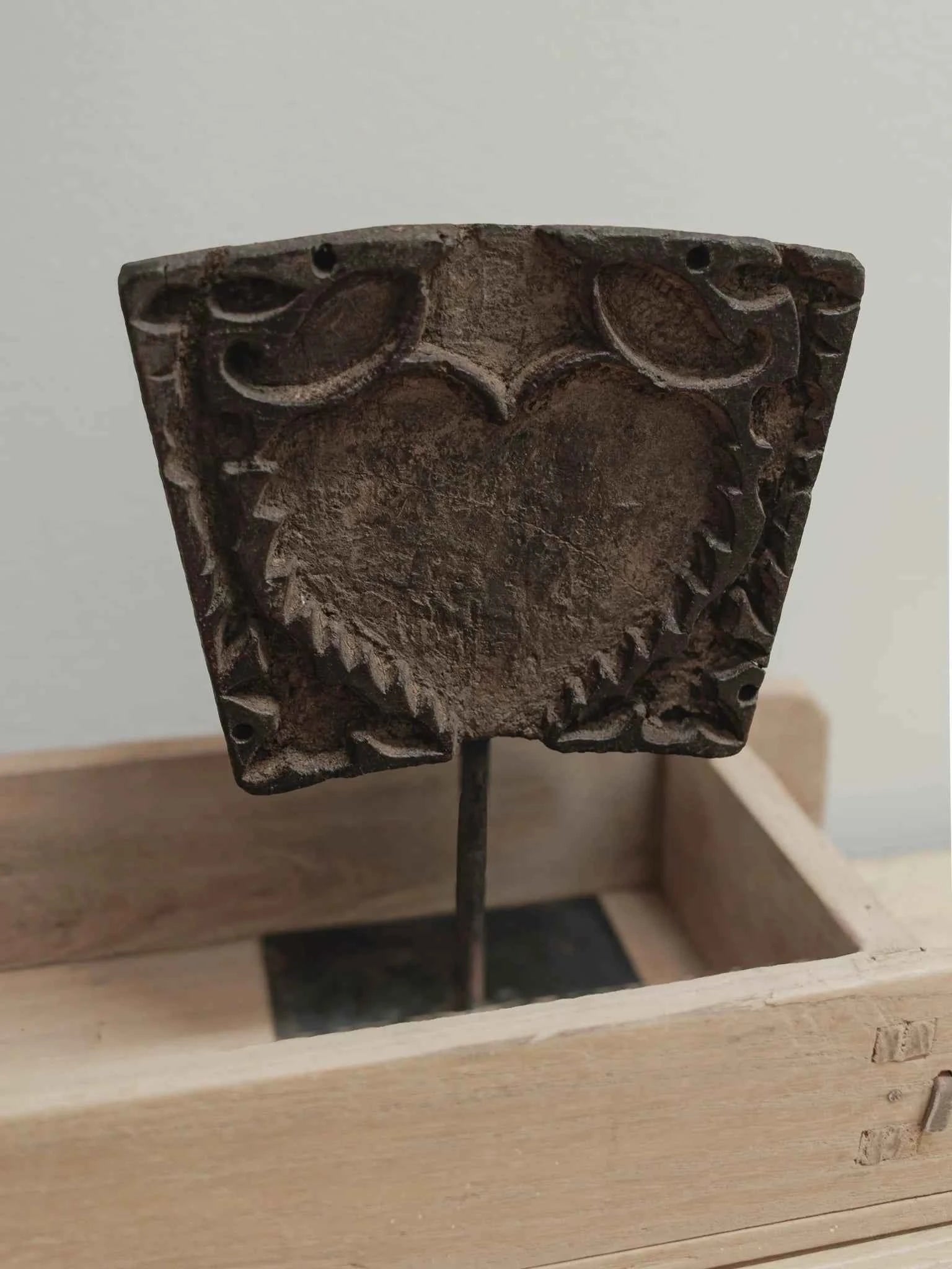 Antique Indian Textile Printing Block on Stand