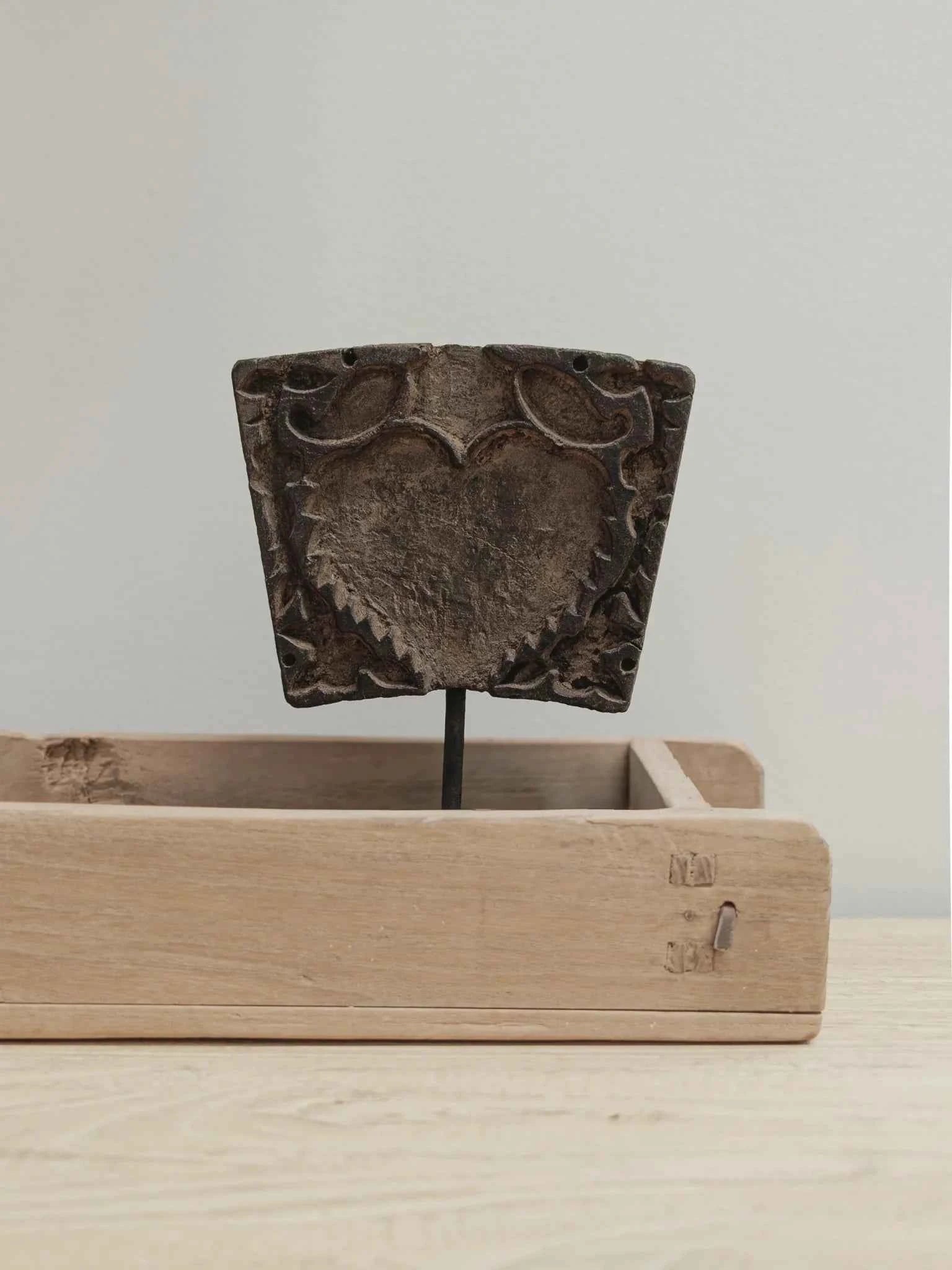Antique Indian Textile Printing Block on Stand