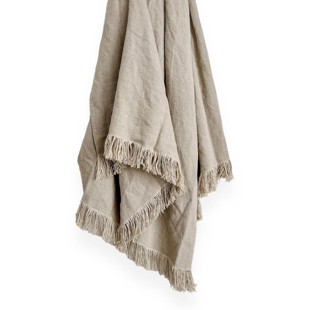 Aspire Stonewashed Linen Throw - Natural - Wander & Wild Home