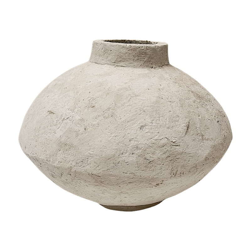 Authentic Indian Paper Mache Pot - Beige - Wander & Wild Home