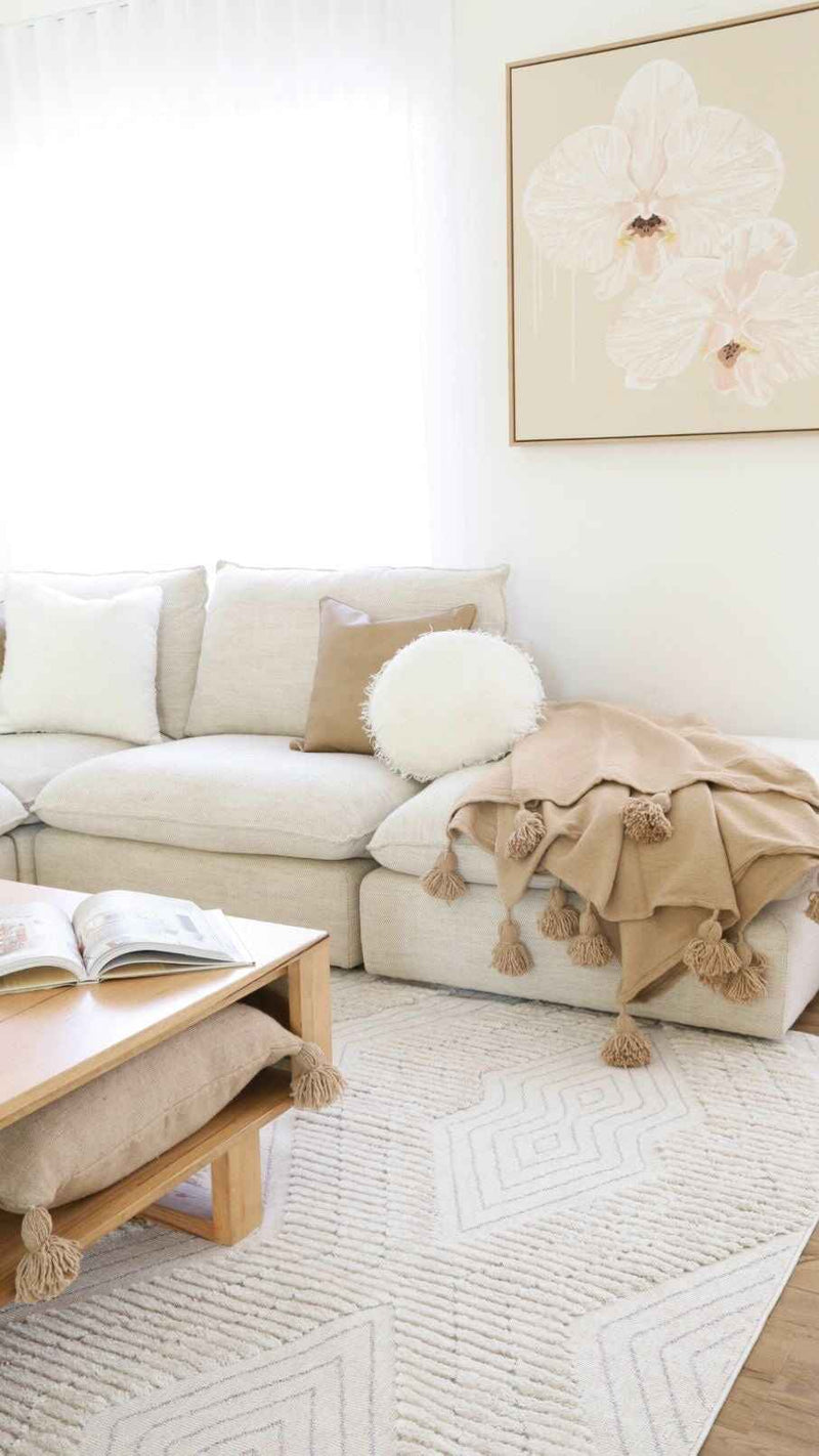 Classic Moroccan Pom Pom Throw - Caramel - Wander & Wild Home