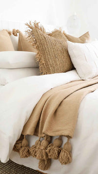 Classic Moroccan Pom Pom Throw - Caramel - Wander & Wild Home