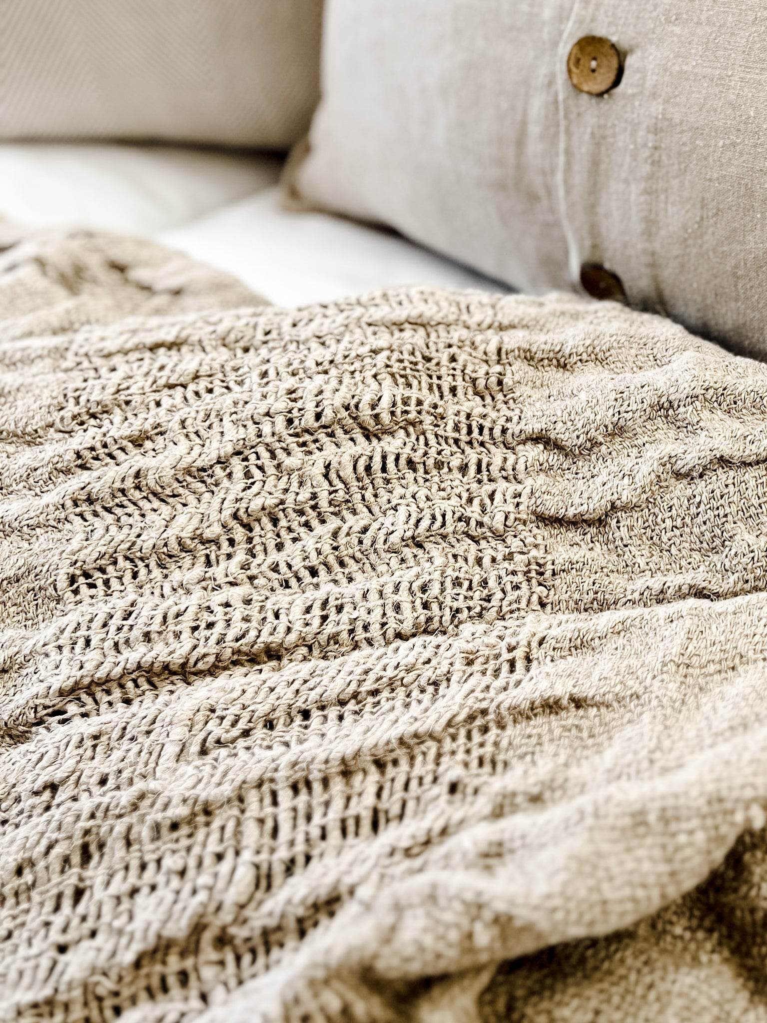 Clove Rustic Linen Throw -Natural - Wander & Wild Home