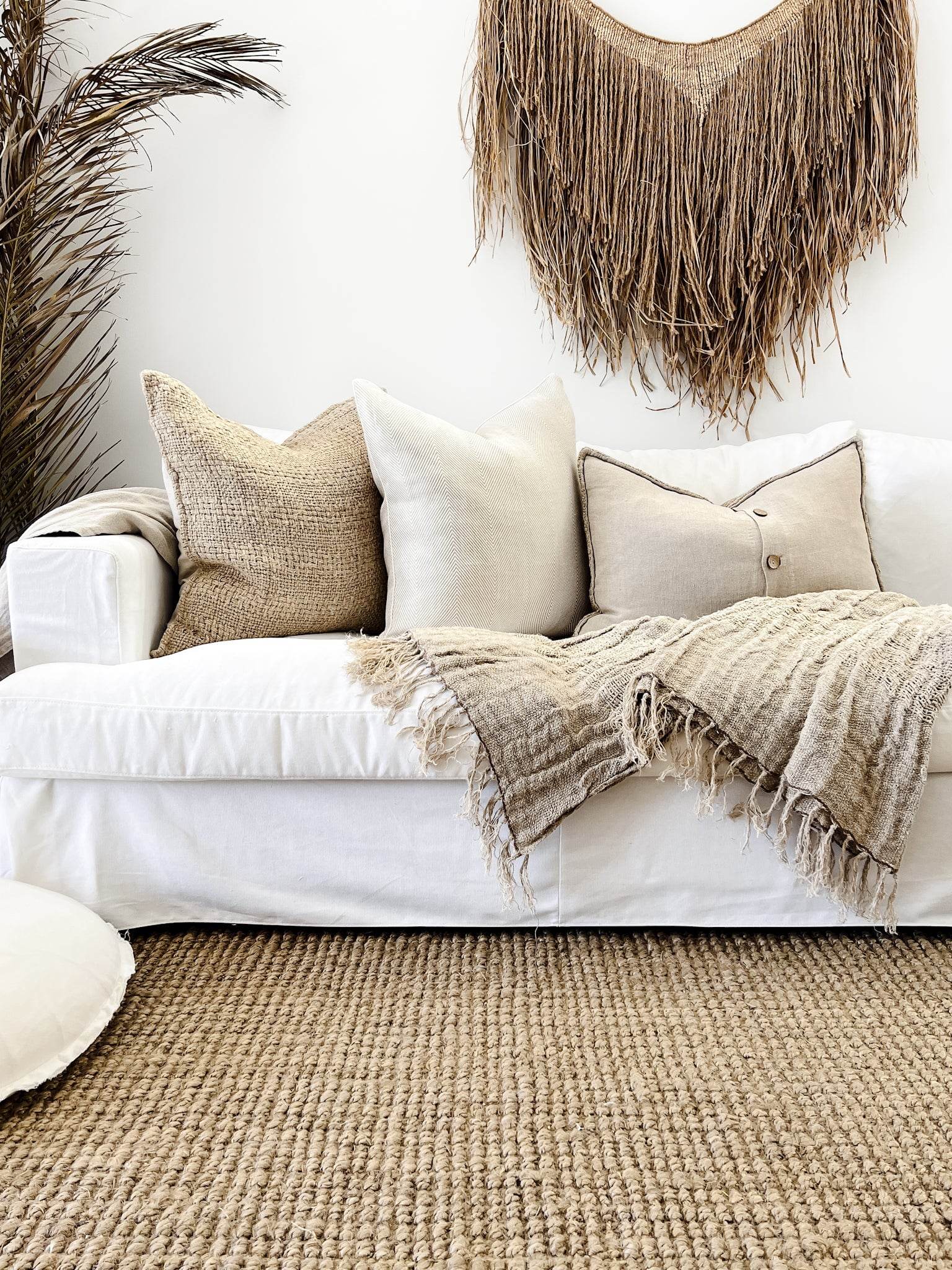 Clove Rustic Linen Throw -Natural - Wander & Wild Home