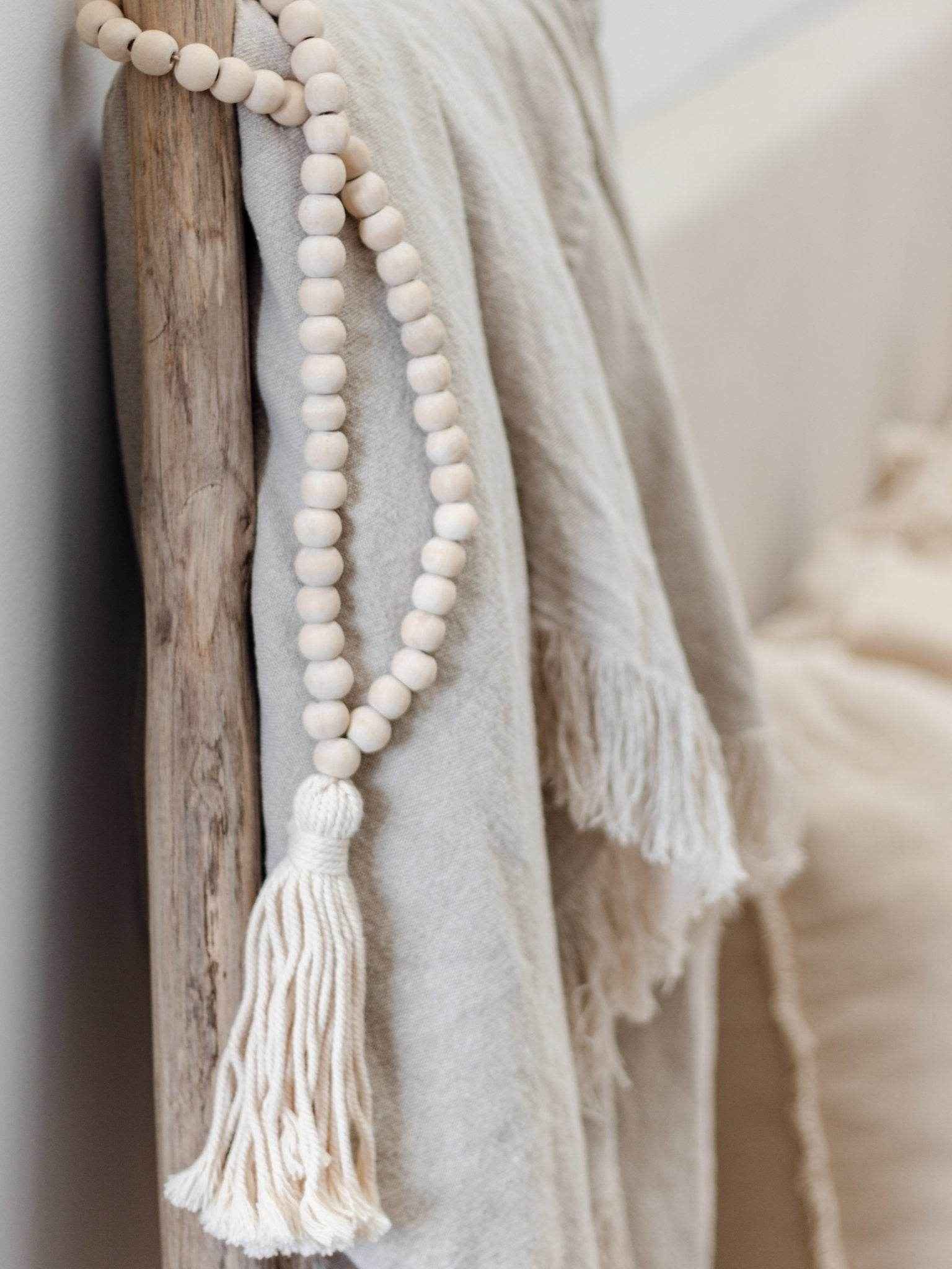 Davy Timber Bead Tassel -Natural