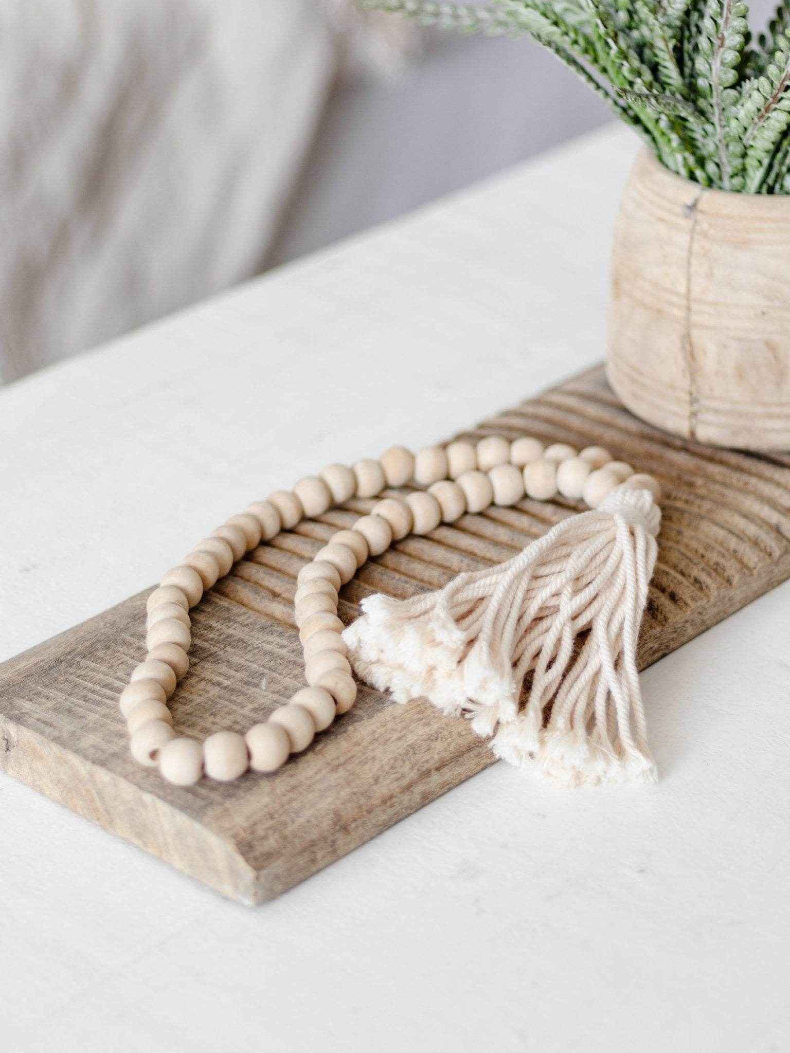 Davy Timber Bead Tassel -Natural