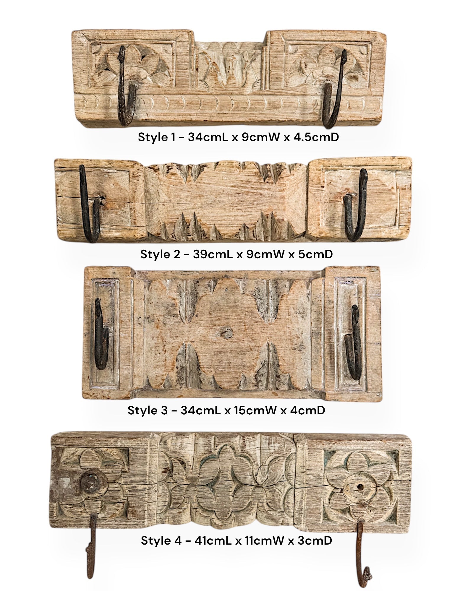 Indian Carved 2 Hook Panel - Wander & Wild Home