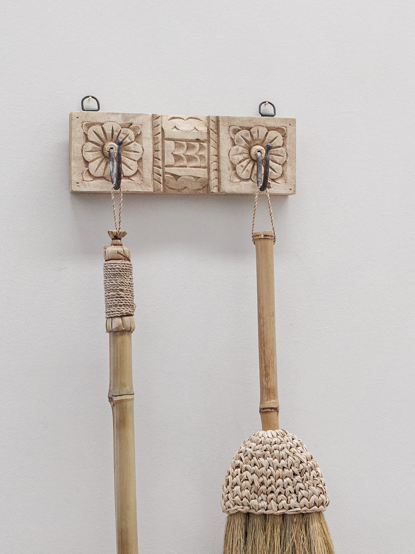 Indian Carved 2 Hook Panel - Wander & Wild Home