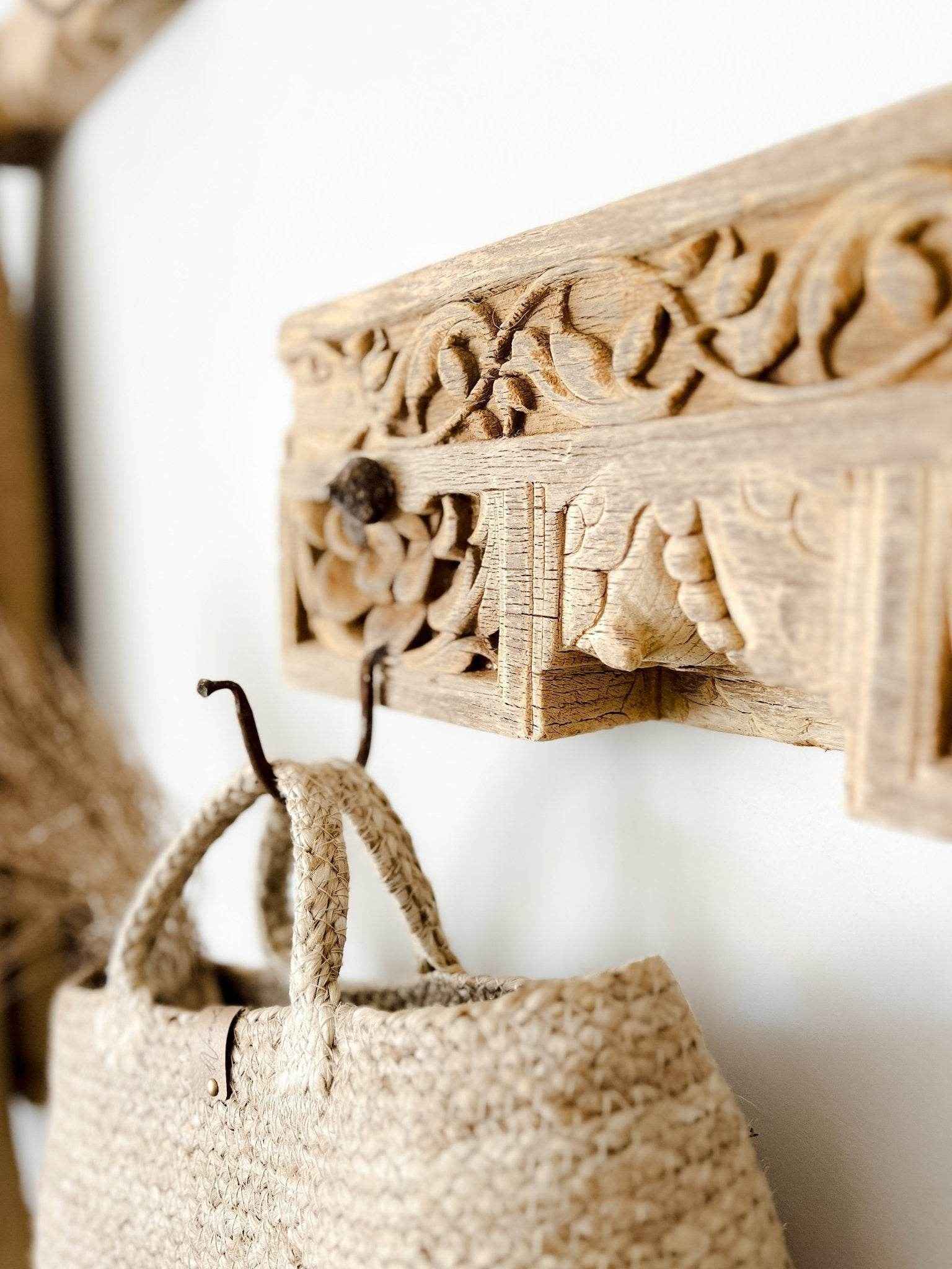 Indian Carved 2 Hook Panel