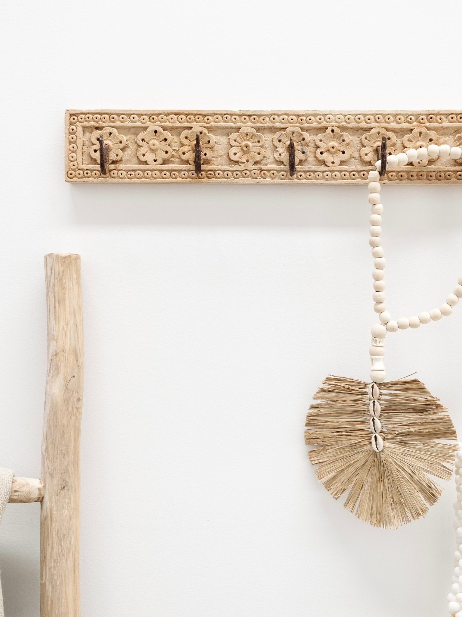 Indian Carved 5 Hook Panel - Wander & Wild Home