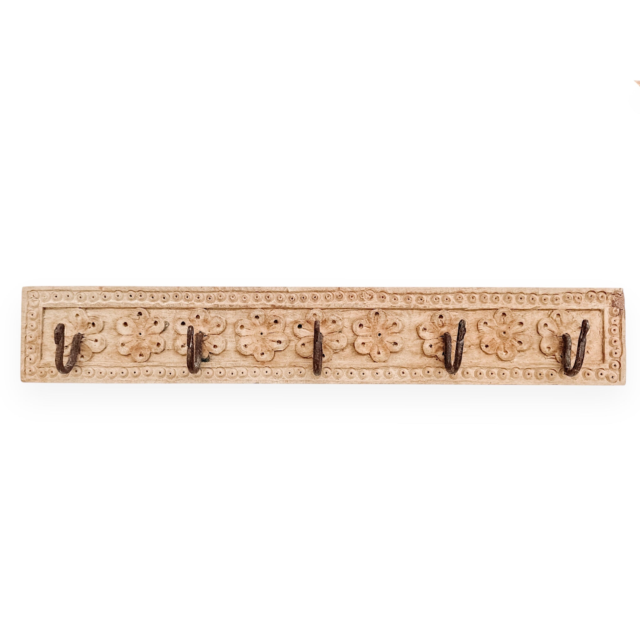 Indian Carved 5 Hook Panel - Wander & Wild Home