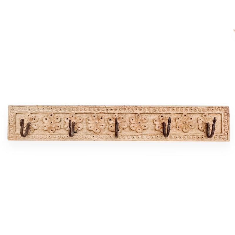 Indian Carved 5 Hook Panel - Wander & Wild Home