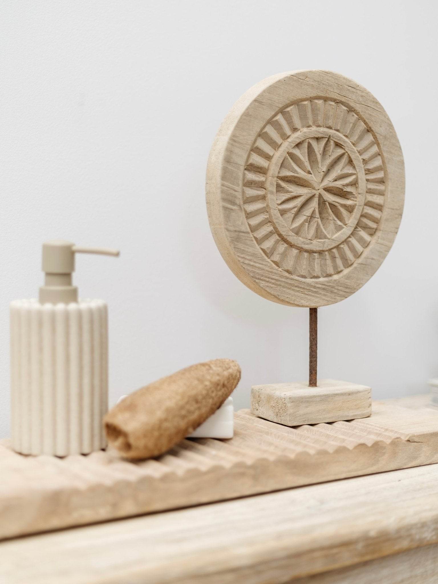 Indian Carved Chapati Plate on Stand - Wander & Wild Home