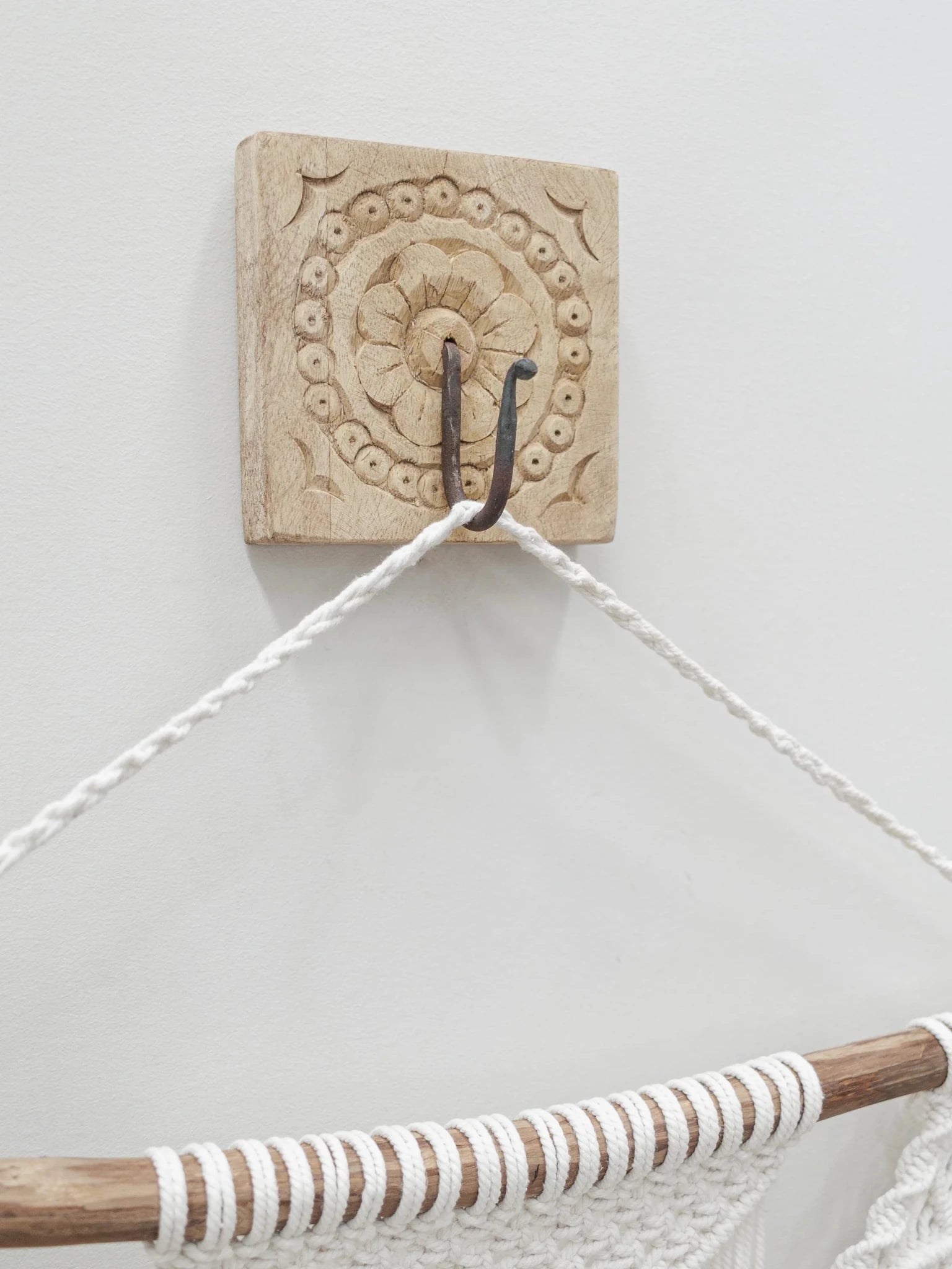 Indian Carved Single Wall Hook - Square - Wander & Wild Home