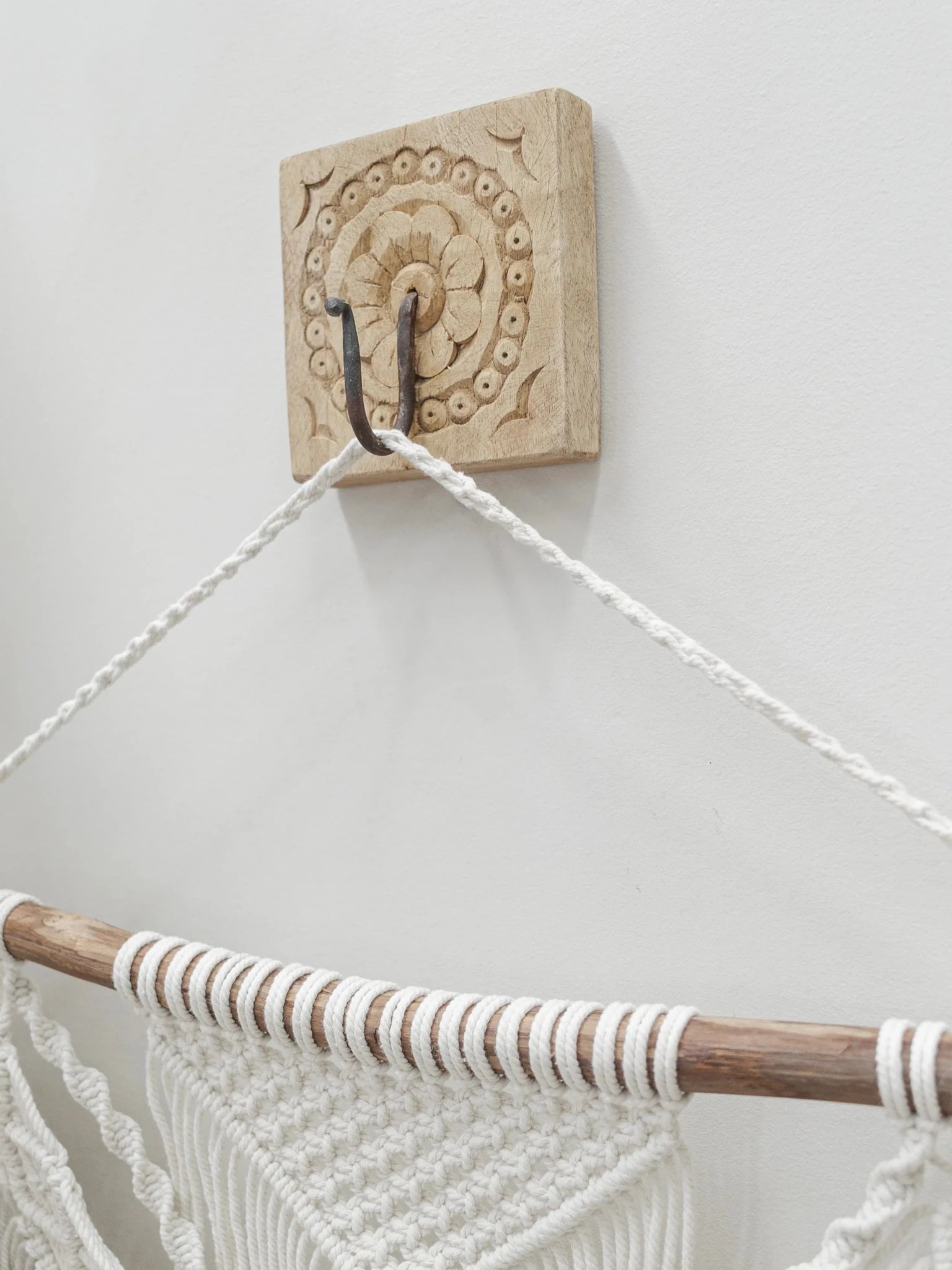 Indian Carved Single Wall Hook - Square - Wander & Wild Home