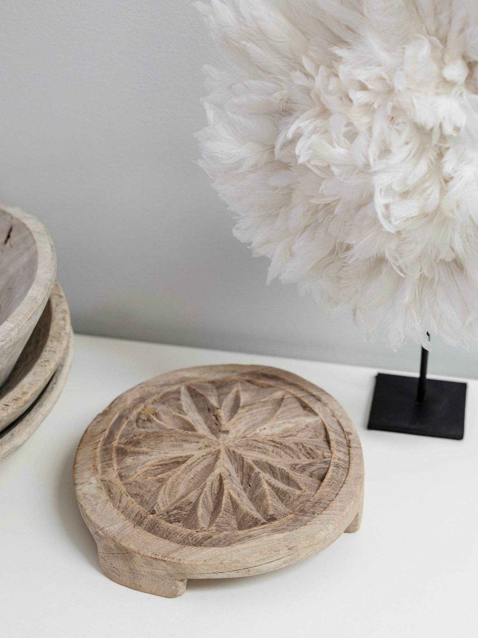 Indian Vintage Chapati Plate -Carved