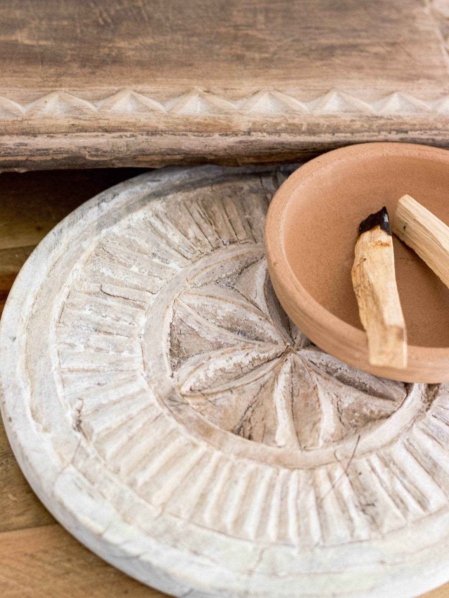 Indian Vintage Chapati Plate -Carved