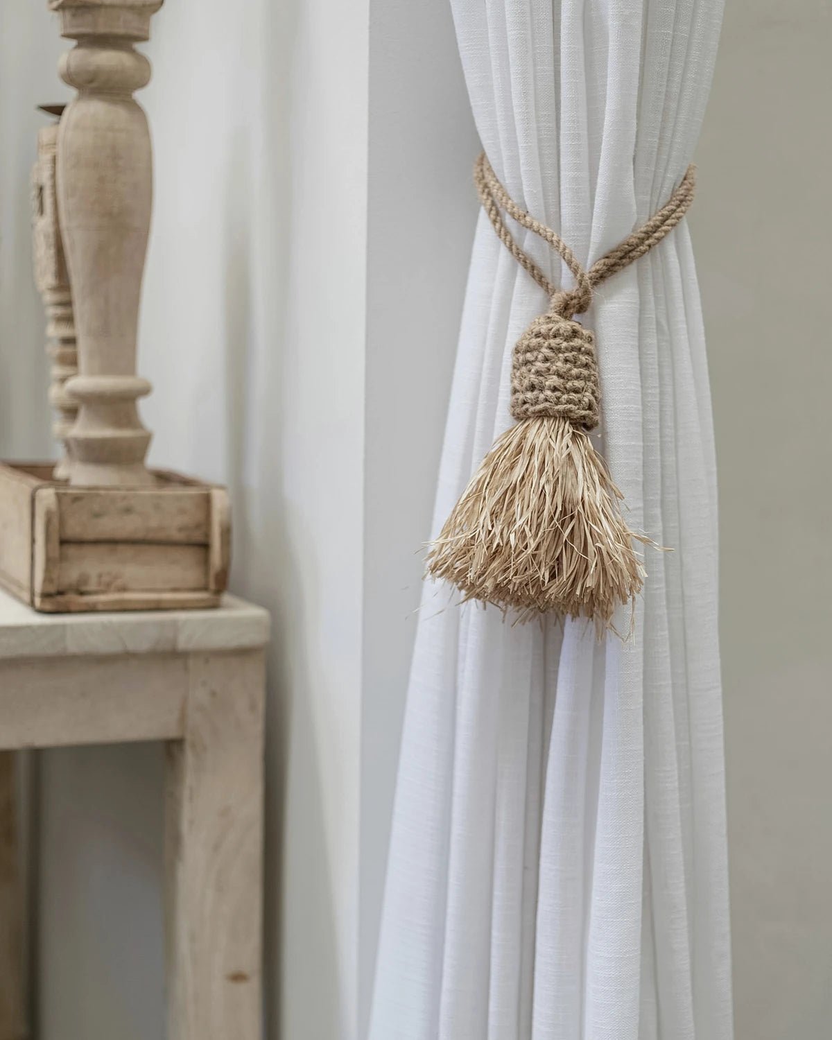 Juno | Raffia & Jute Curtain Tie Tassel - Wander & Wild Home
