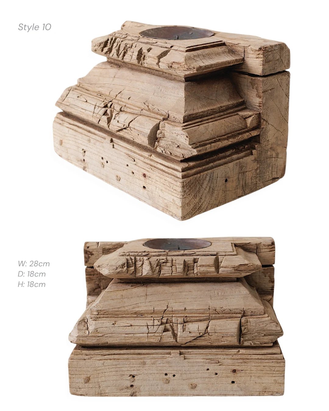 Large Vintage Indian Pillar Base Candle Stand | Flat Profile - Wander & Wild Home
