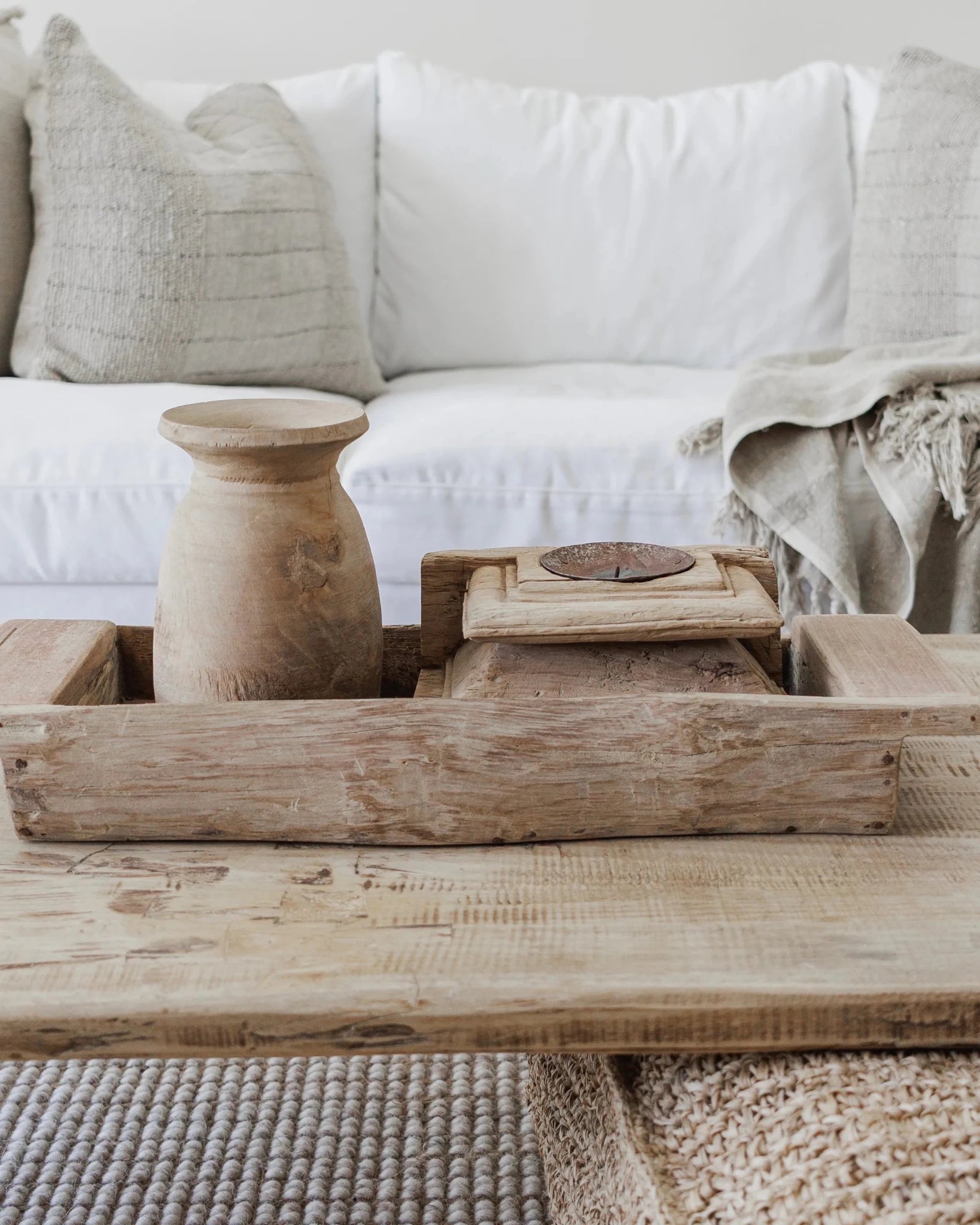 Large Vintage Indian Pillar Base Candle Stand | Flat Profile - Wander & Wild Home