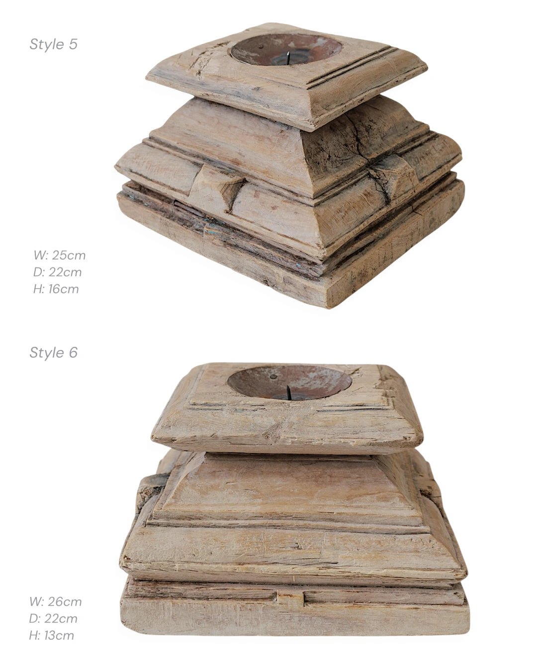Large Vintage Indian Pillar Base Candle Stand | Full Profile - Wander & Wild Home
