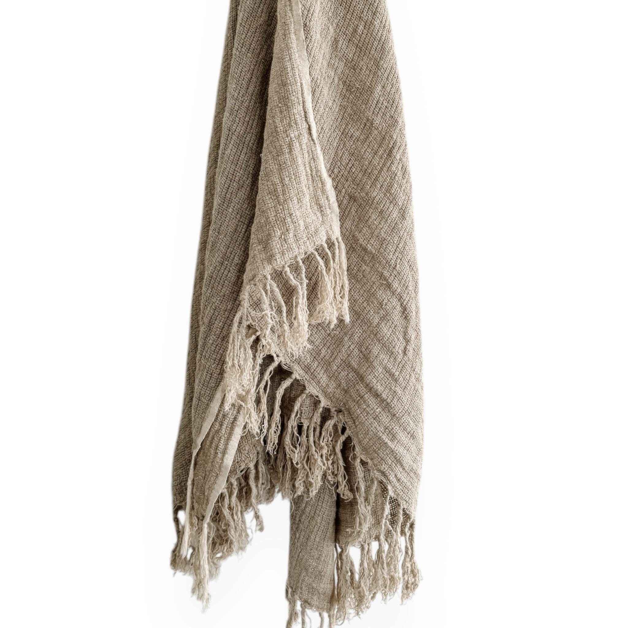 Mesh Rustic Linen Stonewashed Throw - Natural