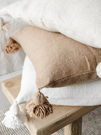 Moroccan Pom Pom Cushion - Caramel - Wander & Wild Home
