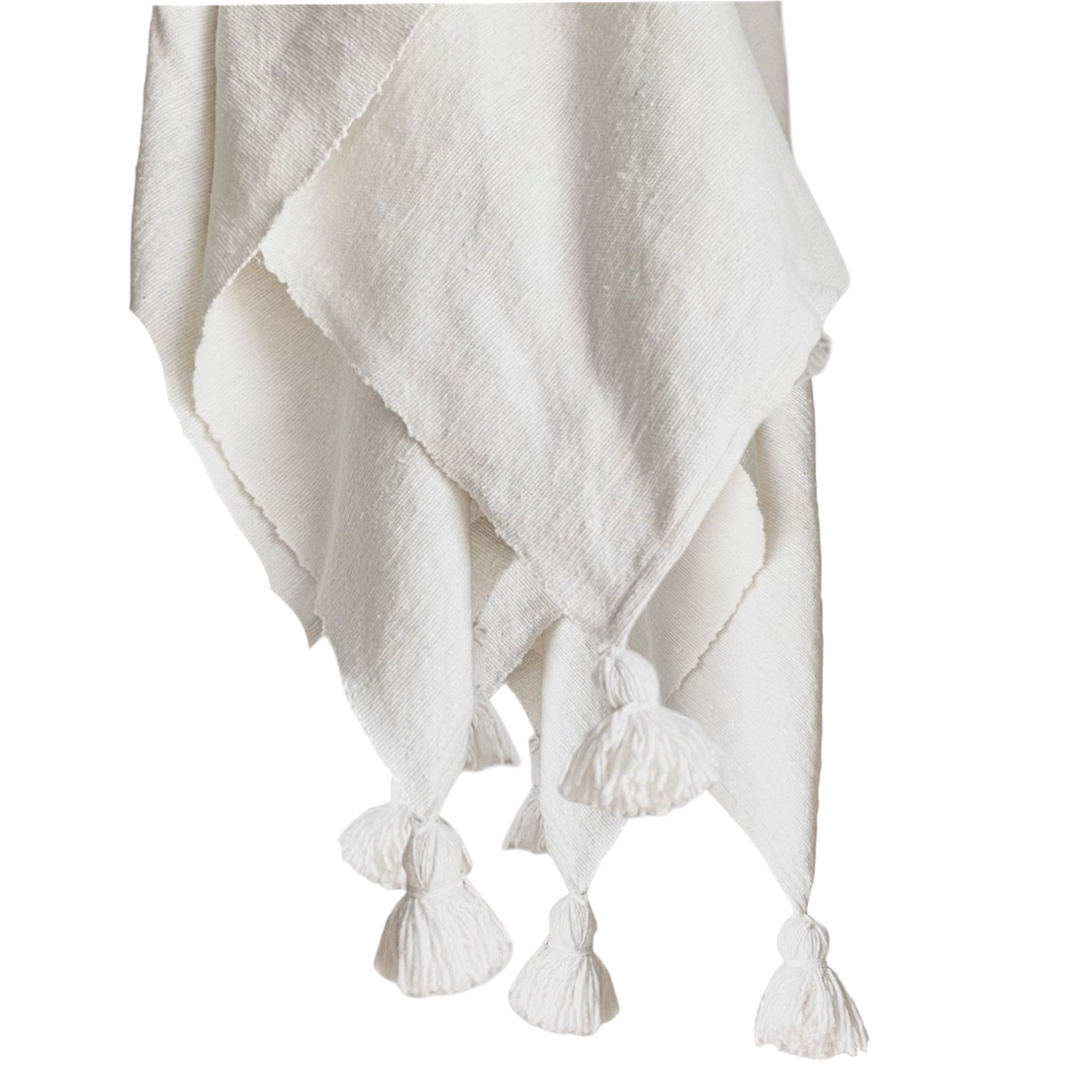 Moroccan Pom Pom Throw Blanket - White - Wander & Wild Home